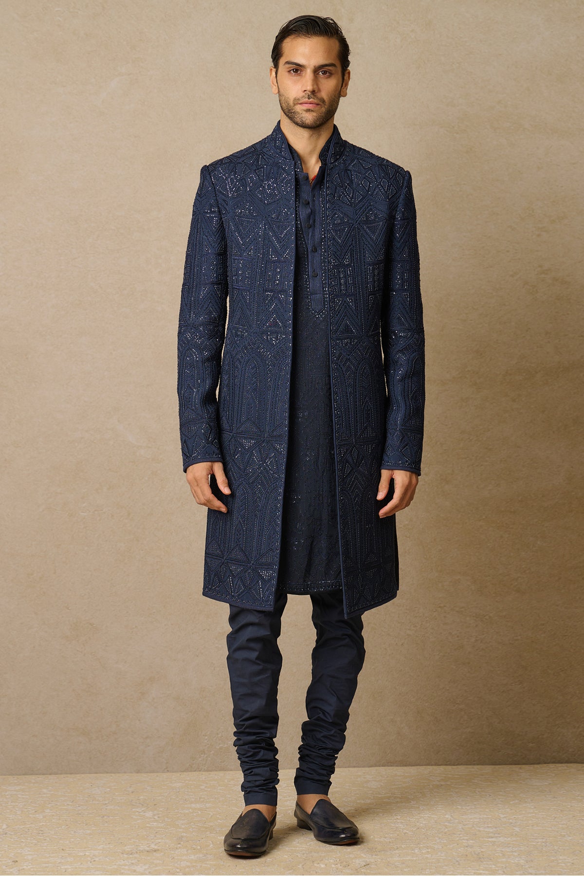 Art Deco Navy Sherwani Set