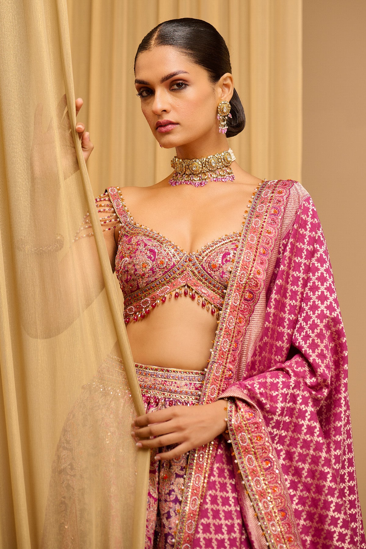 Signature Hand Embroidered Kashida Paisley Lehenga