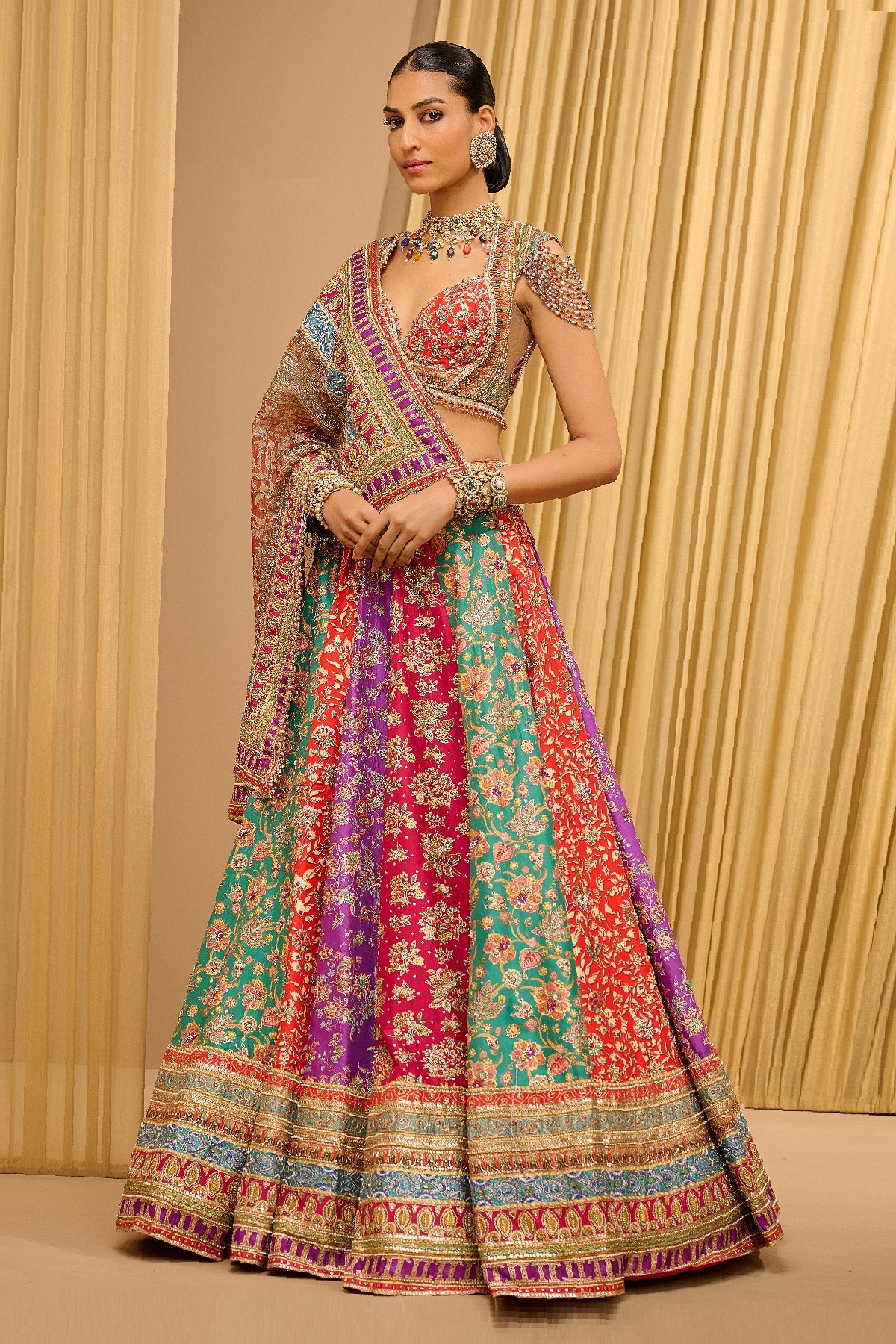 Kalidar Kashida Lehenga