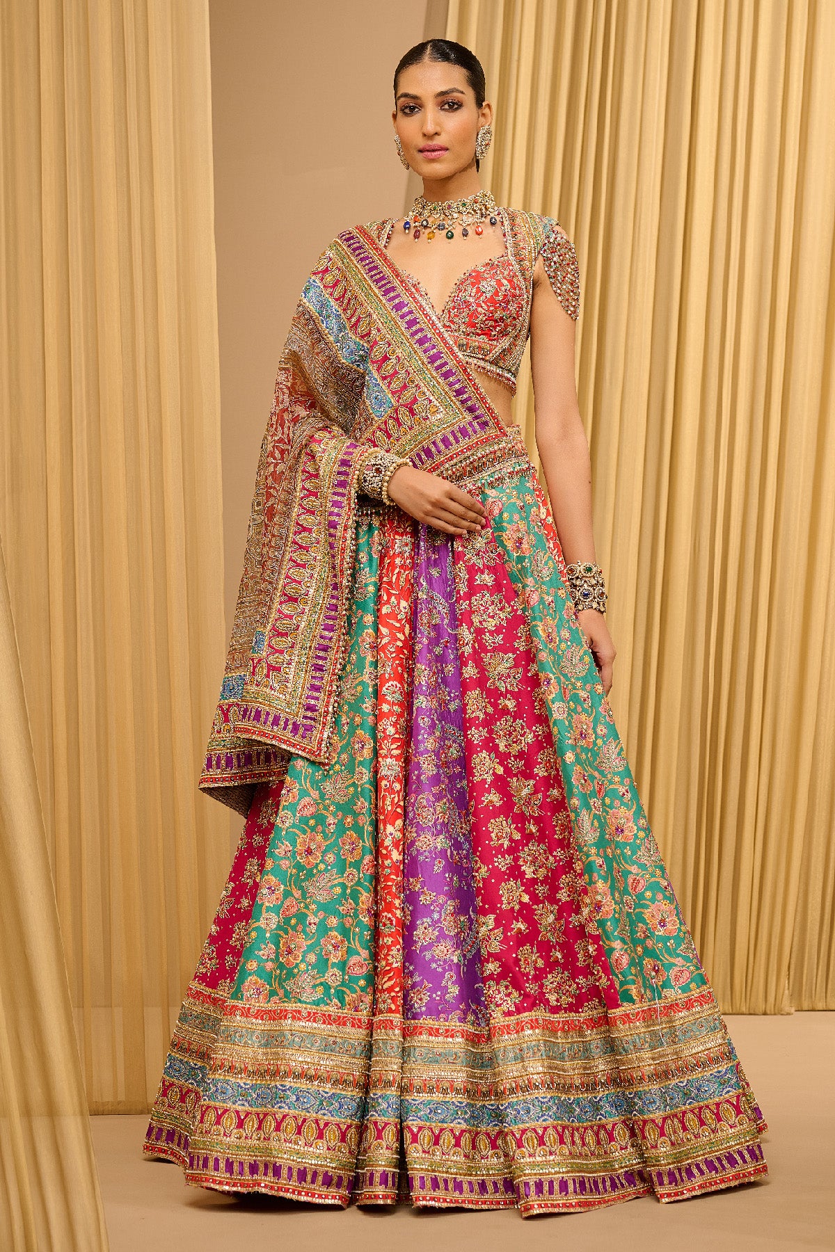 Kalidar Kashida Lehenga