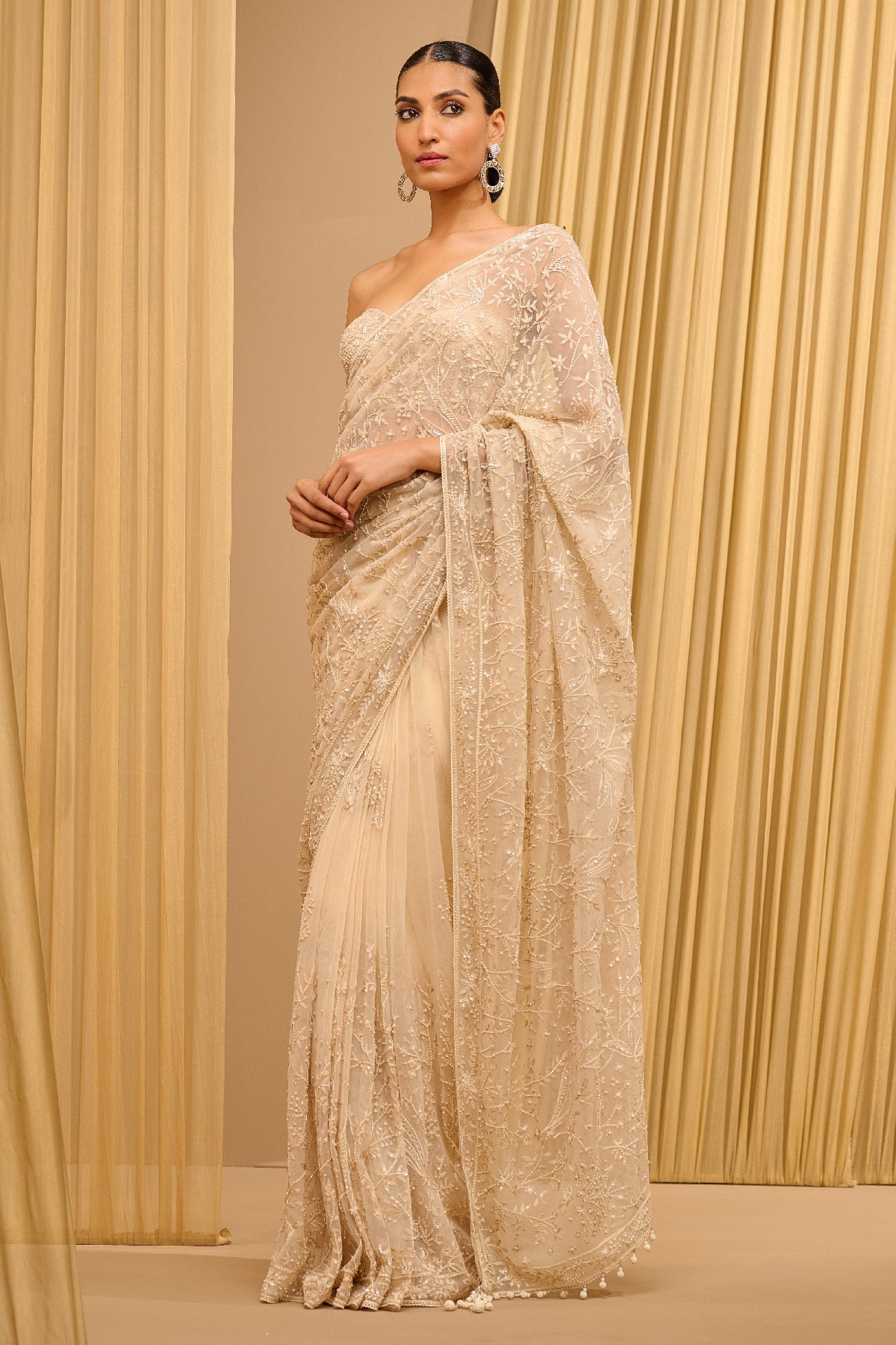 Pearl & Sequin Hand Embroidered Saree