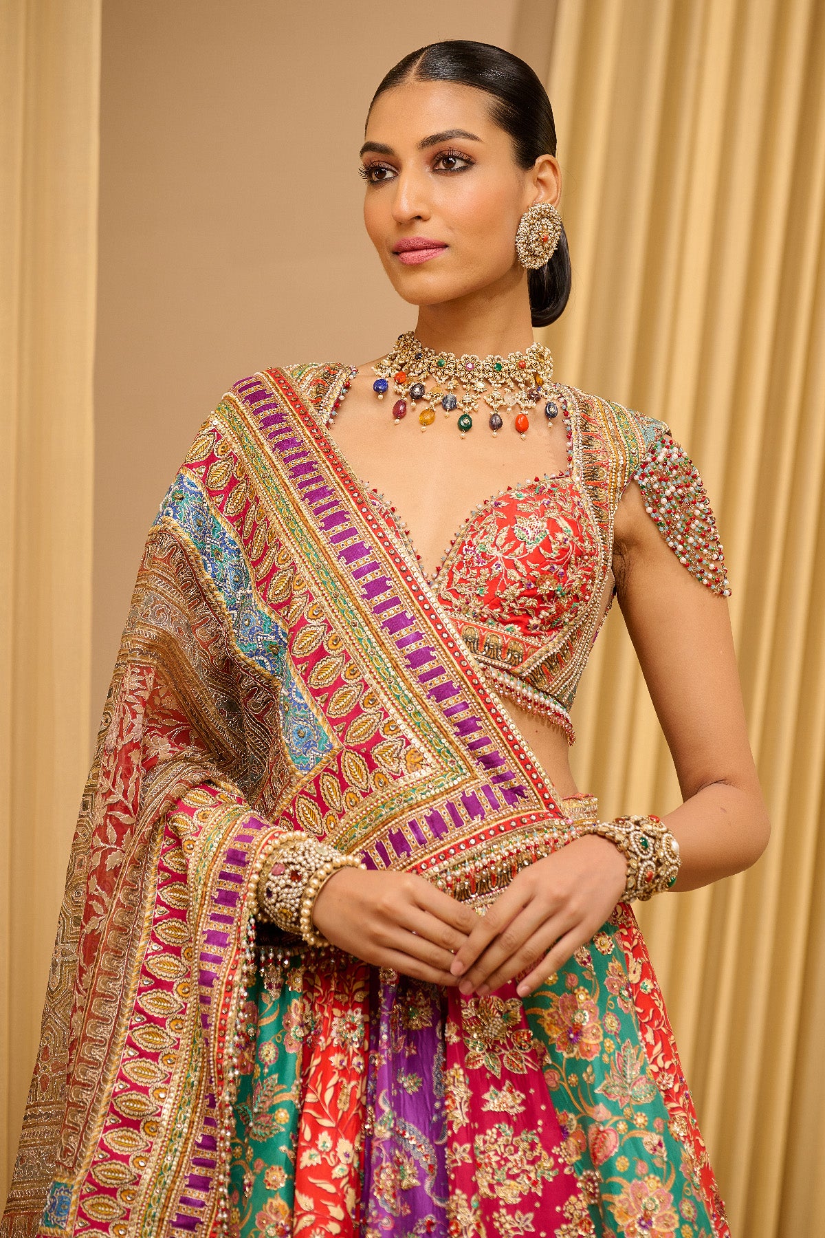 Kalidar Kashida Lehenga