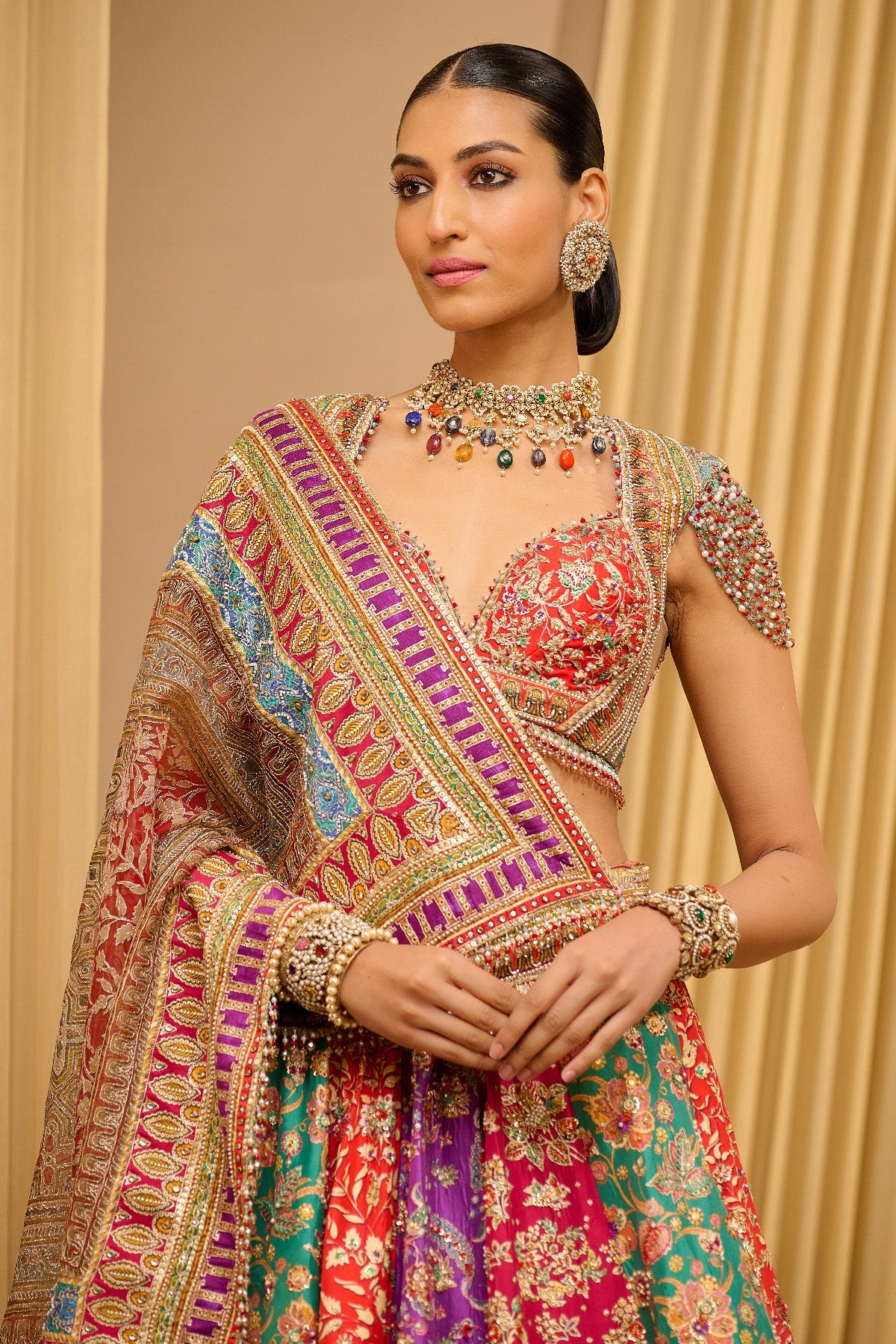 Kalidar Kashida Lehenga