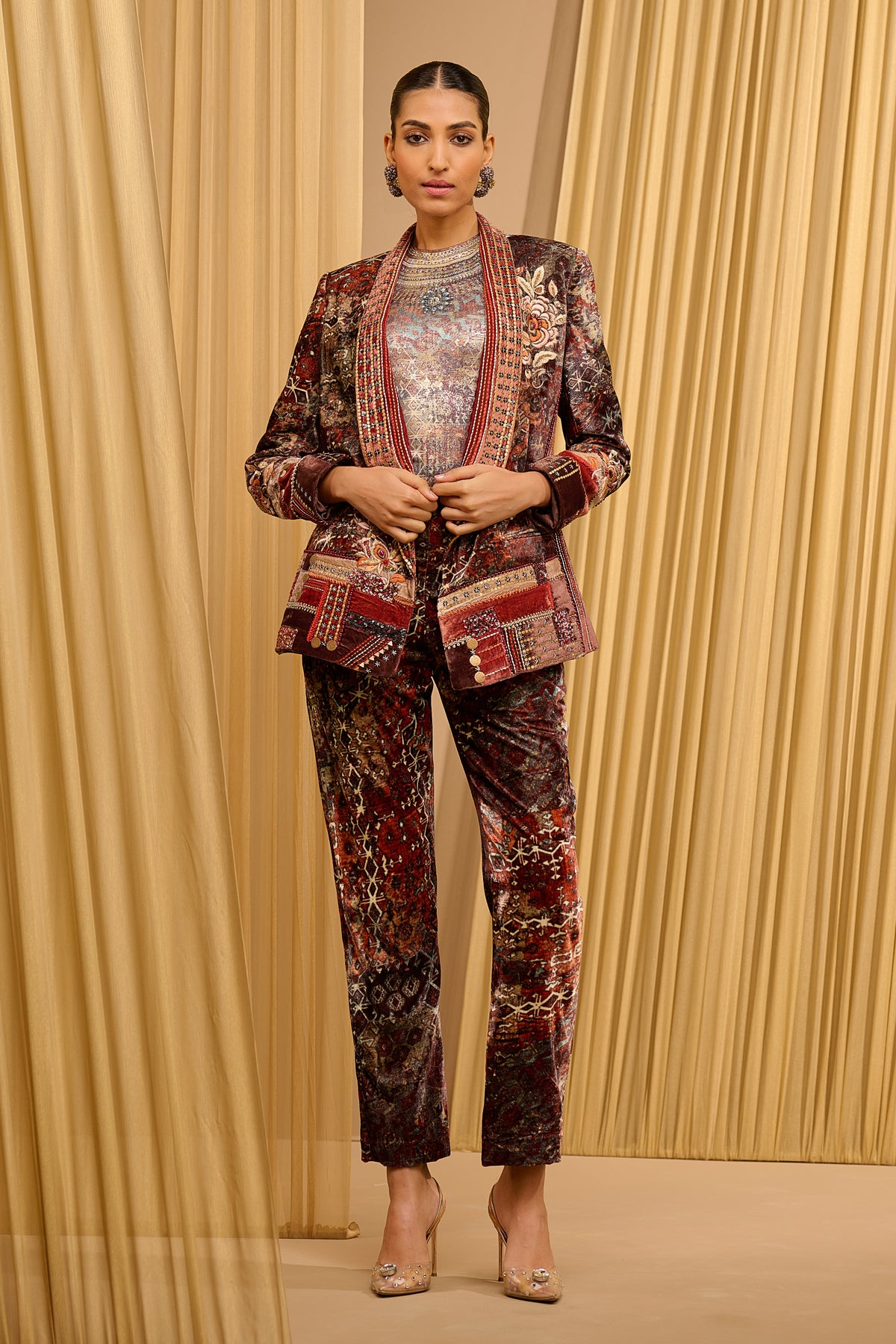 Printed Velvet Co Ord Set