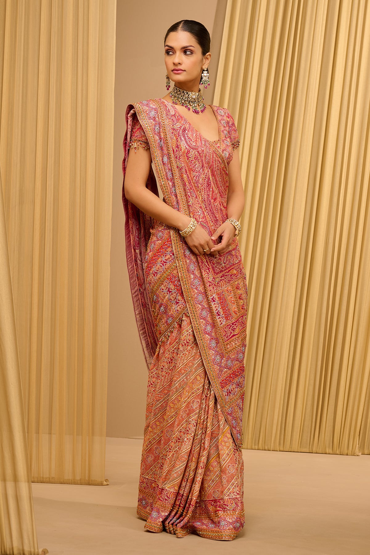 Signature Hand Embroidered Kashida Paisley Saree