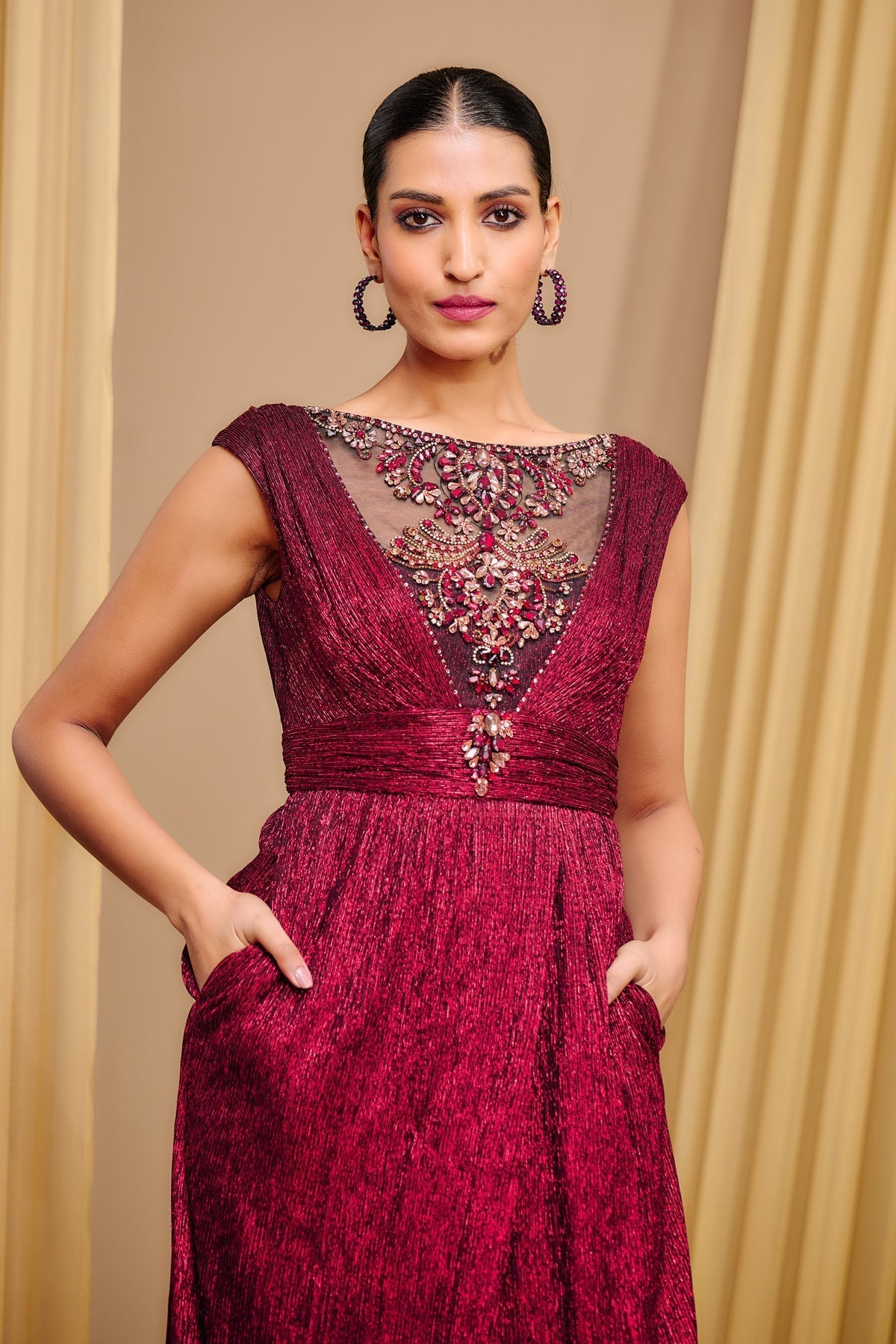 Delayed Checkout Signature Crinkle Jewel Jumpsuit