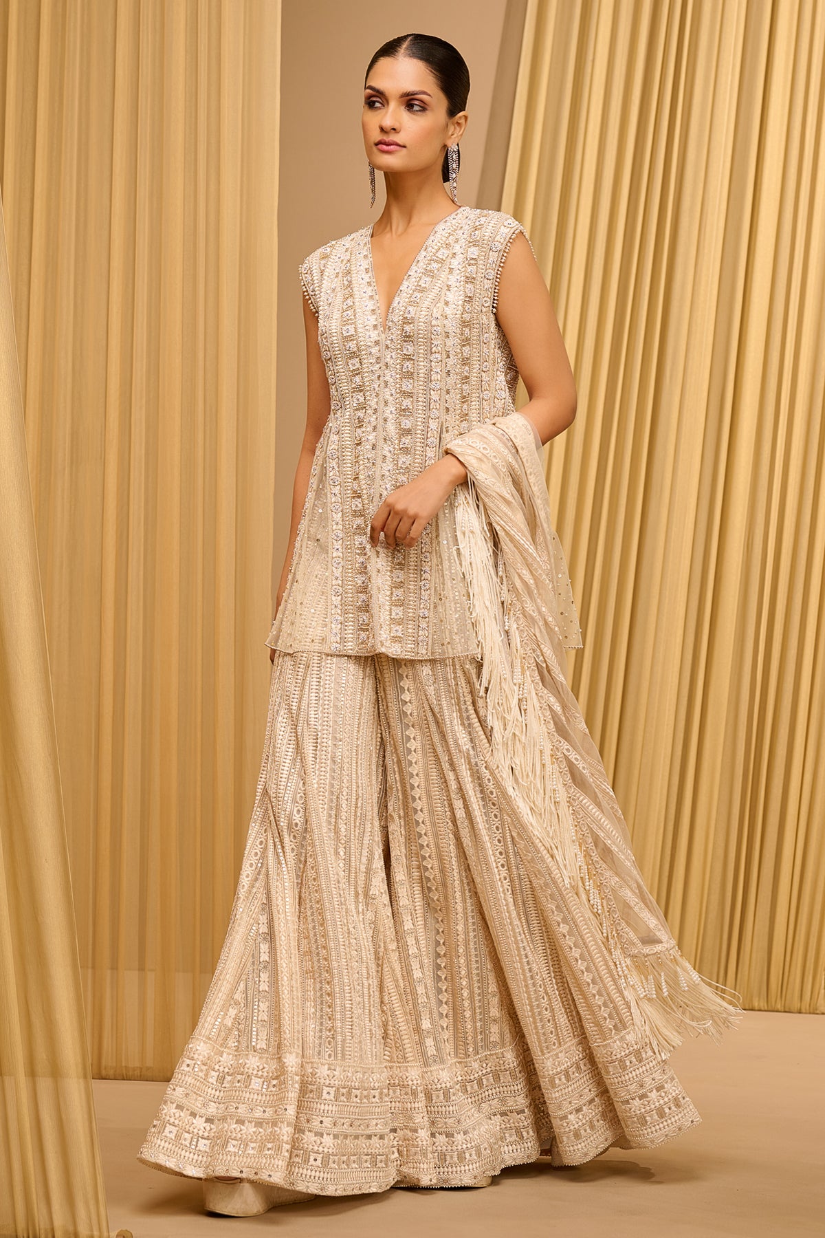 Lace Embroidered Paisley Sharara