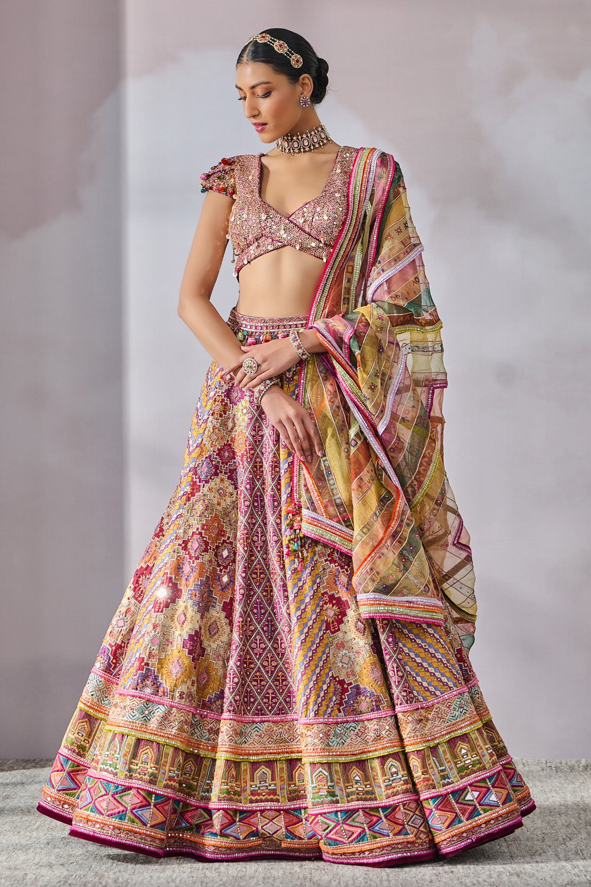Phulkari Inspired Embroidered Lehanga