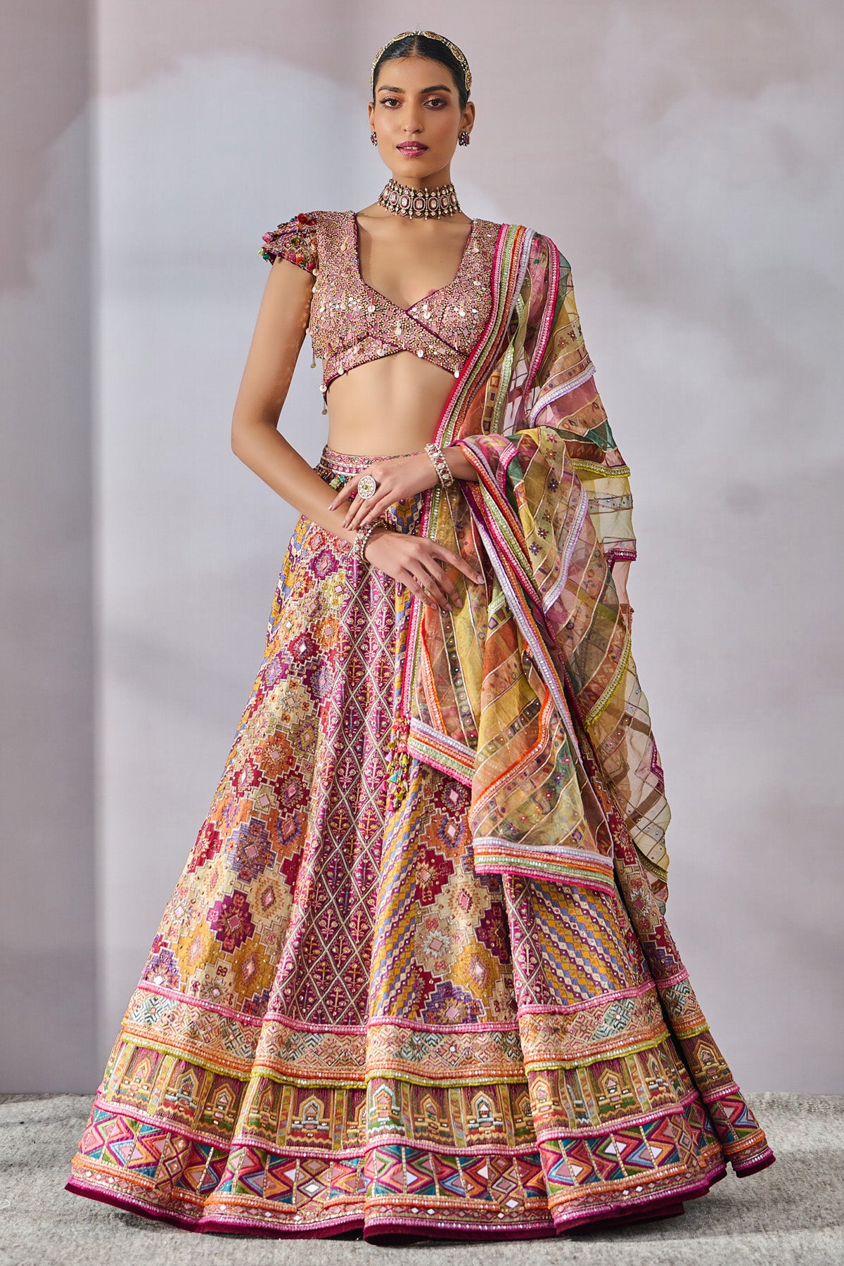 Phulkari Inspired Embroidered Lehanga