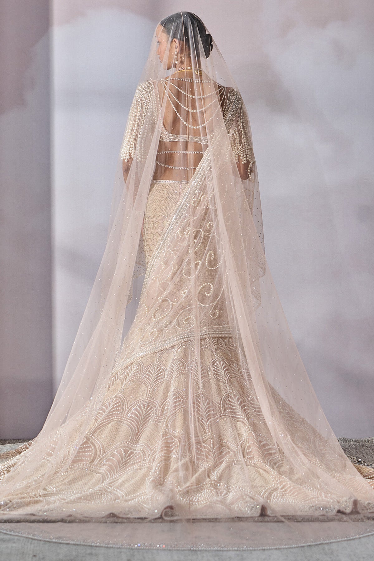 Blouse Dupatta Lehenga With Trail And Border (As Sample) Veil