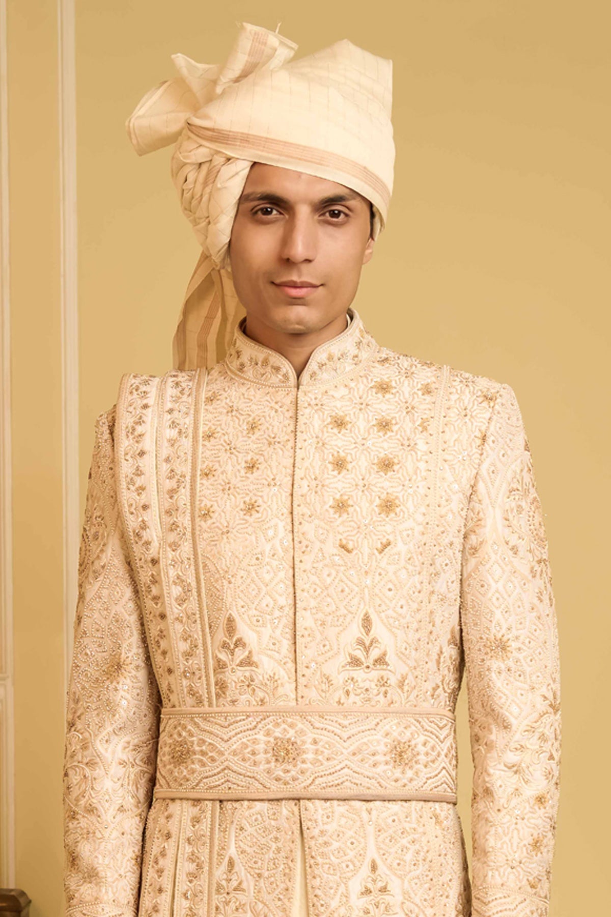 Painterly Dreams Hand Embroidered Raw Silk Sherwani