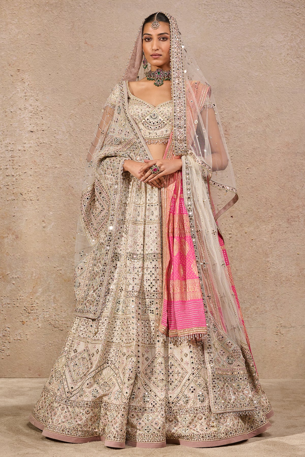 Hand Embroidered Mirror Work Lehenga