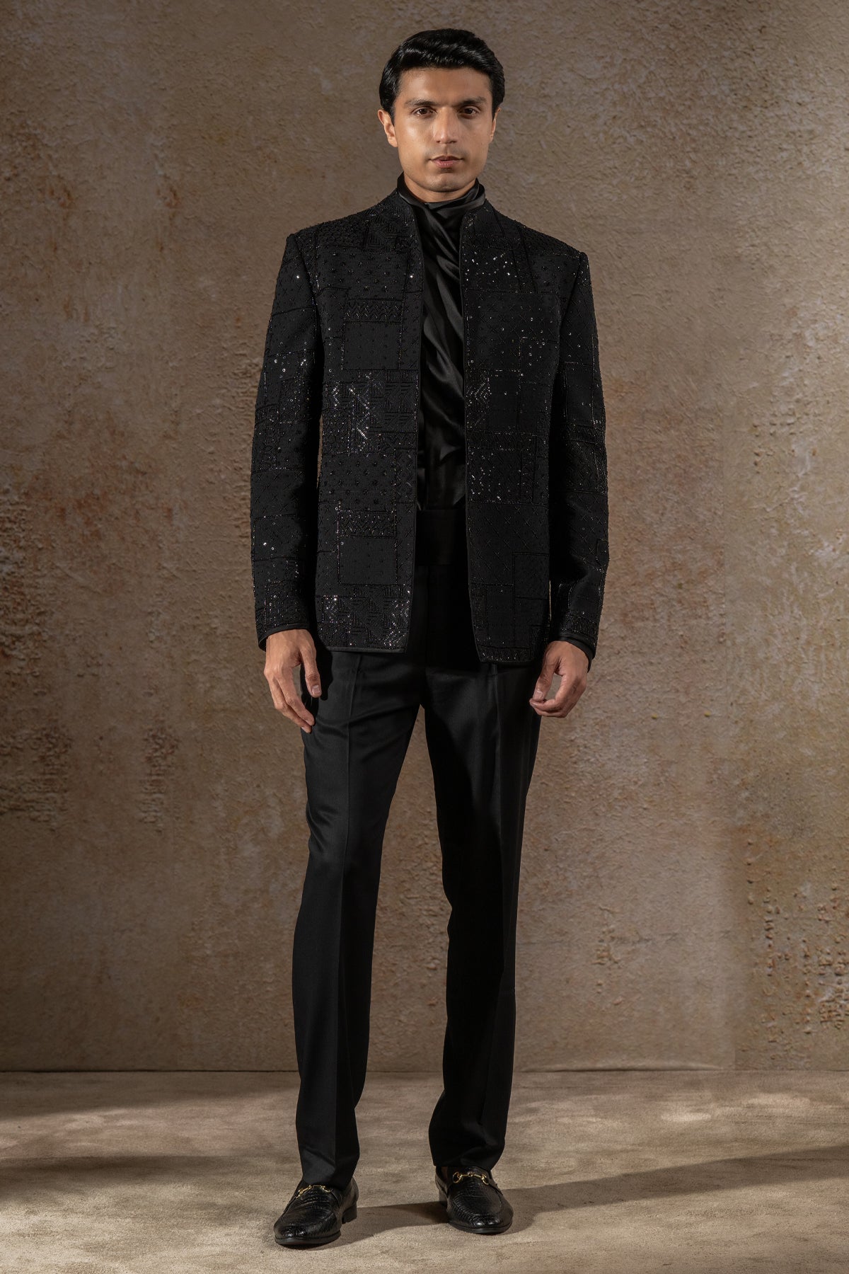 Geometric Embroidered Bandhgala Set