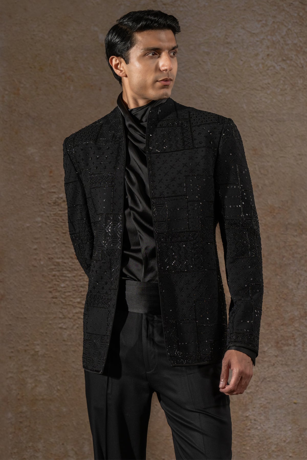 Geometric Embroidered Bandhgala Set