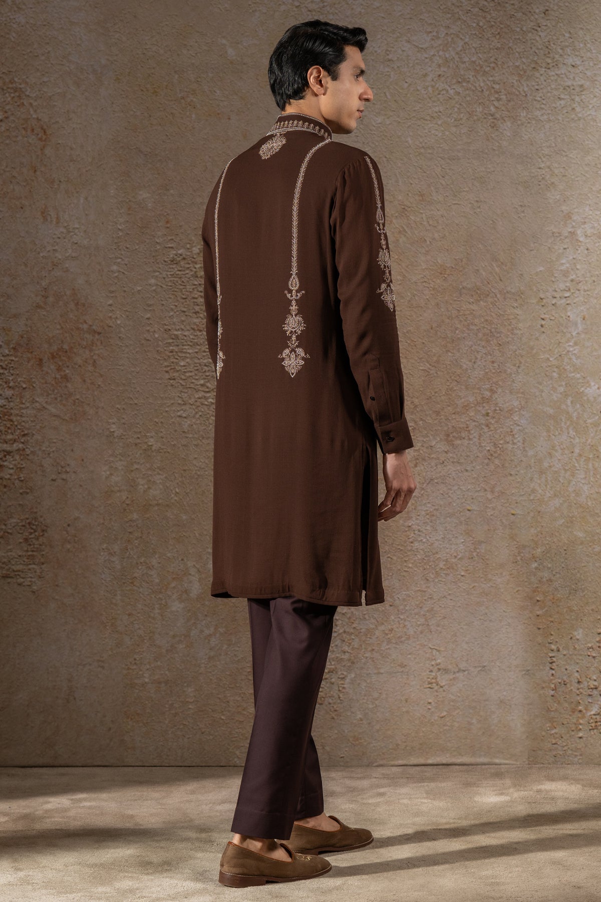 Pearl-Embroidered Short Kurta with tousers