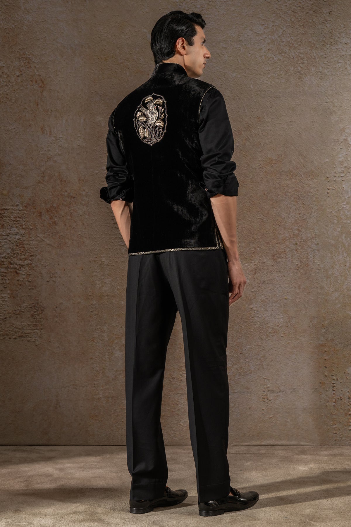 Hand- Embroidered Velvet Waistcoat Set