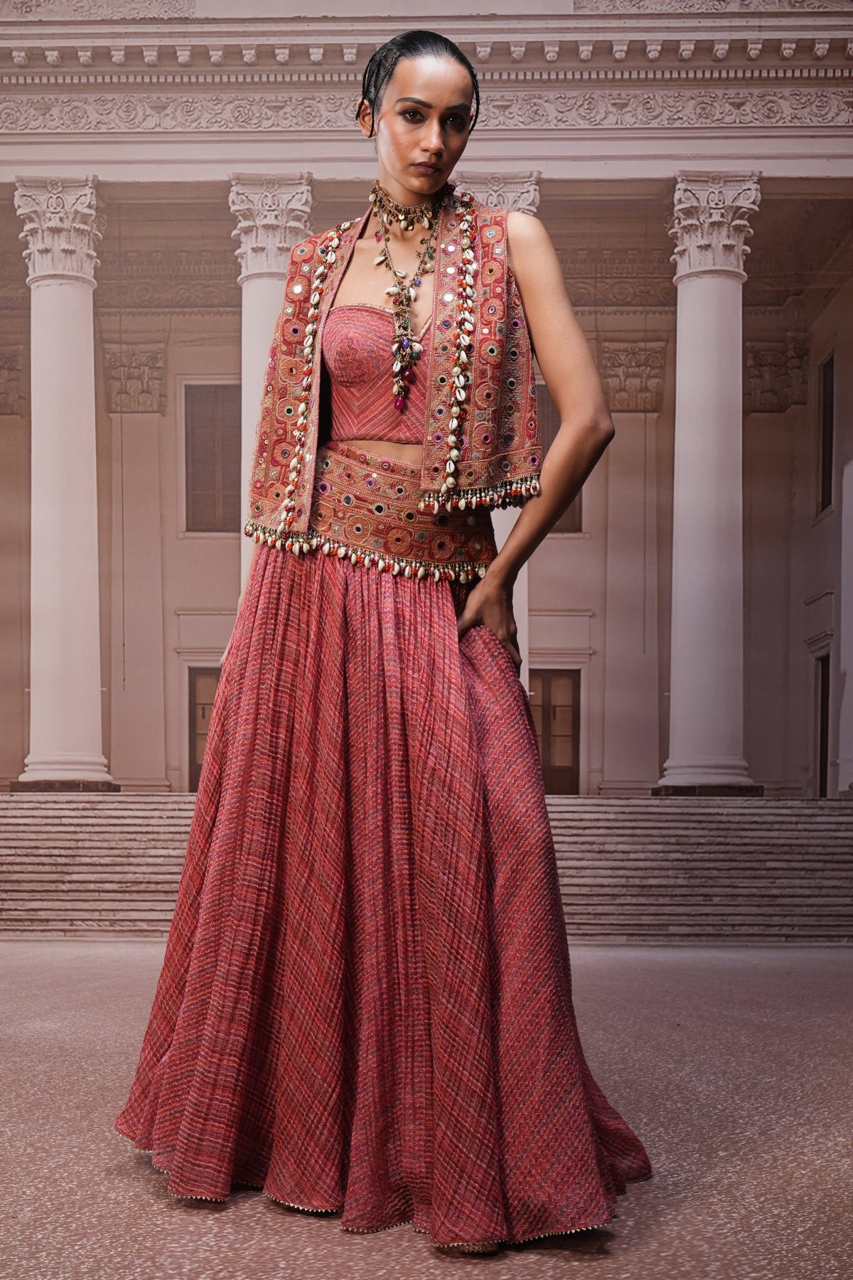 Ever Bloom Hand Embroidered Gilet Set