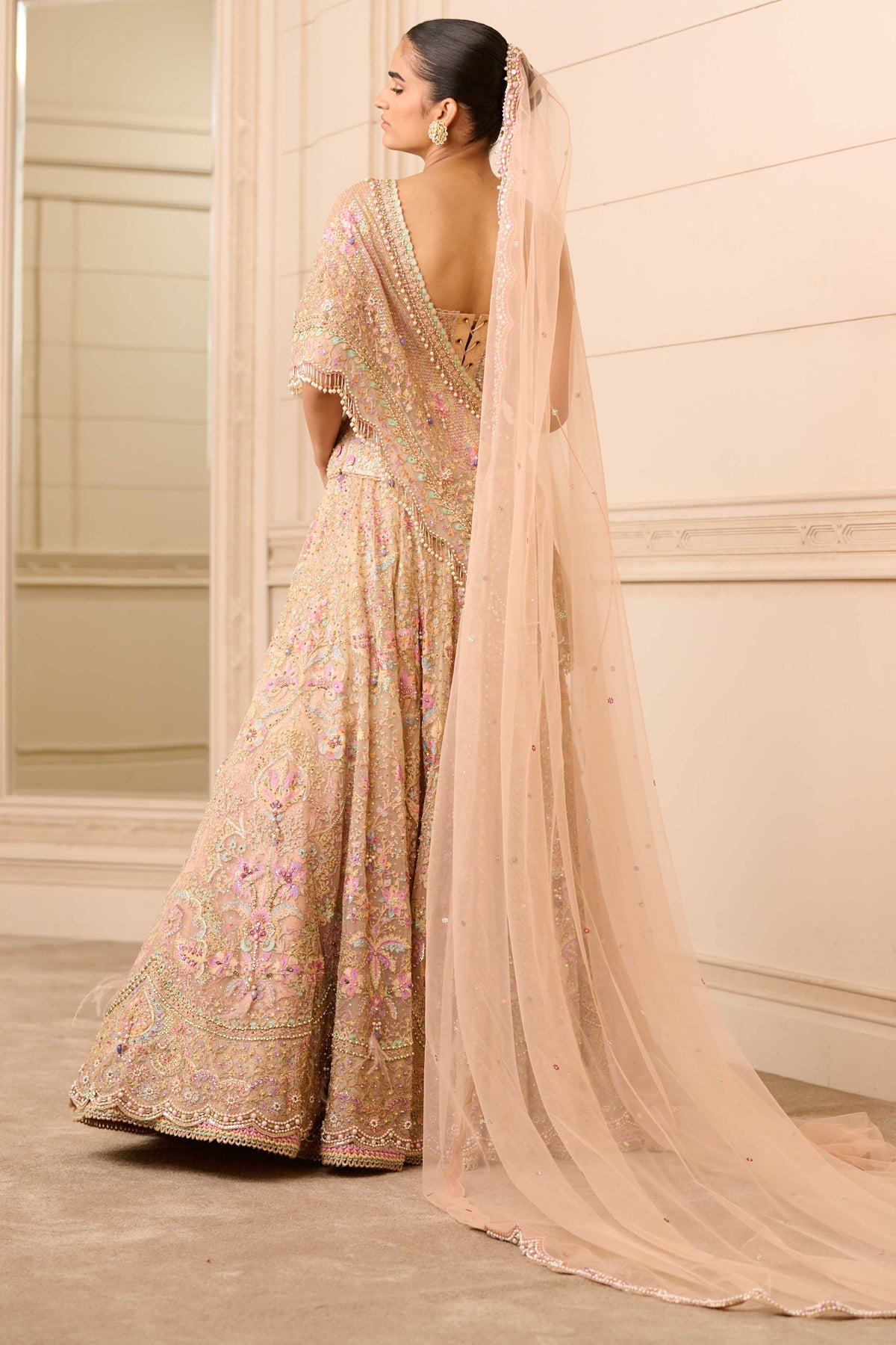 Lehenga, Corset, And Cape - Only Lehenga
