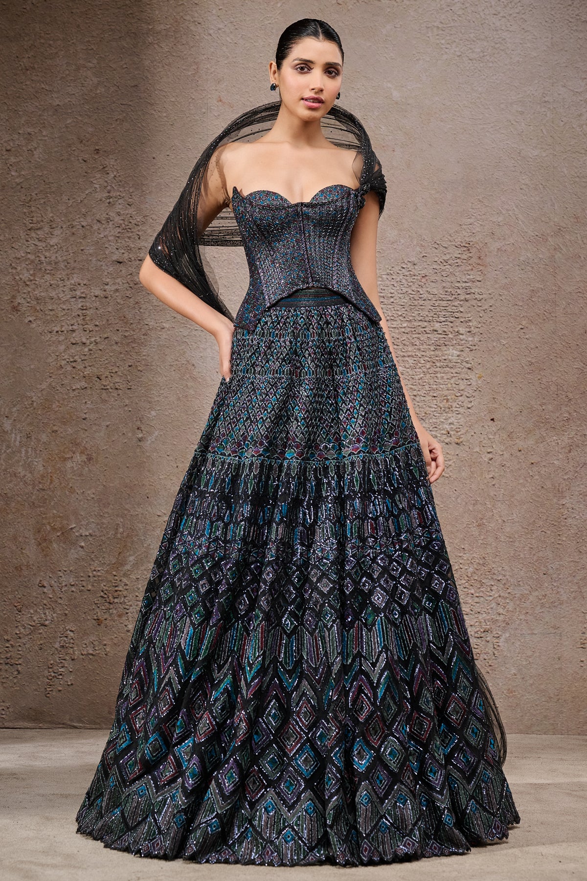 Gilded Mosaic Corset Lehenga Set main image 0