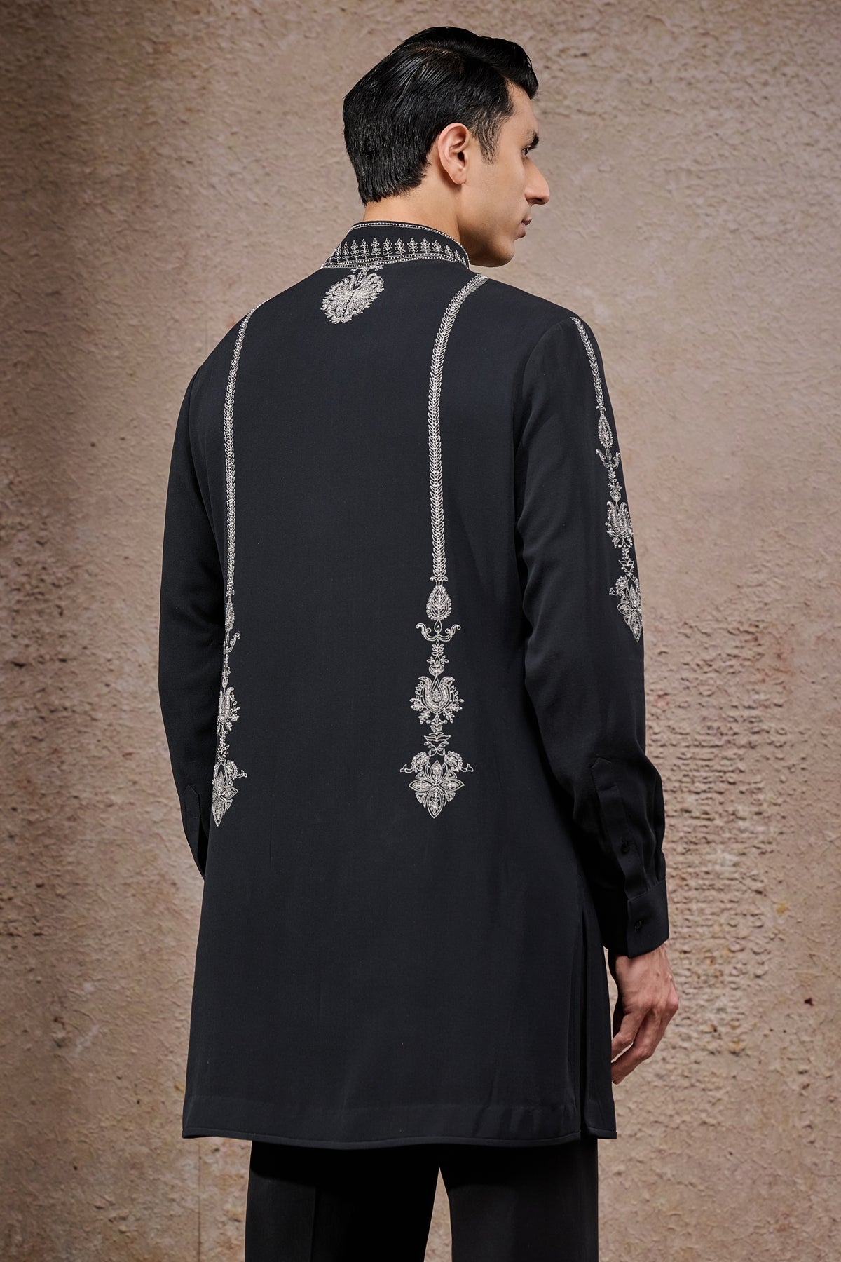 Pearl Embroidered Short Kurta With Tousers