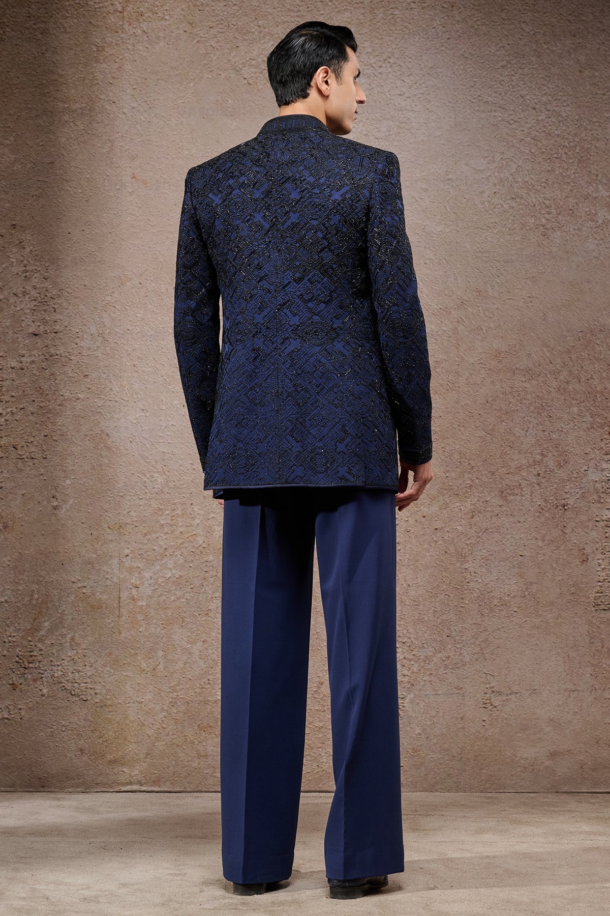 Golden Light Abstract Embroidered Tonal Bandhgala Set