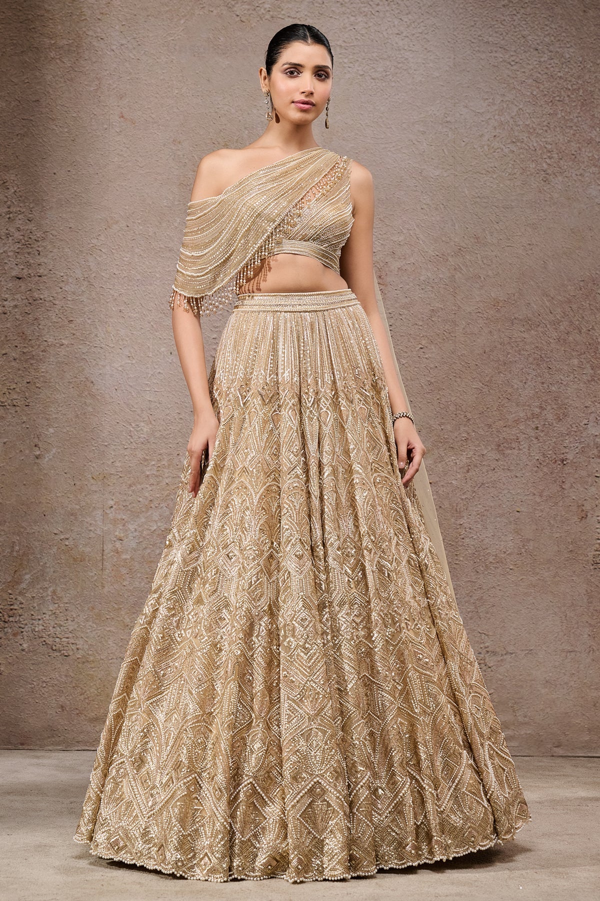 Pearl And Sequin Hand Embroidered Lehenga