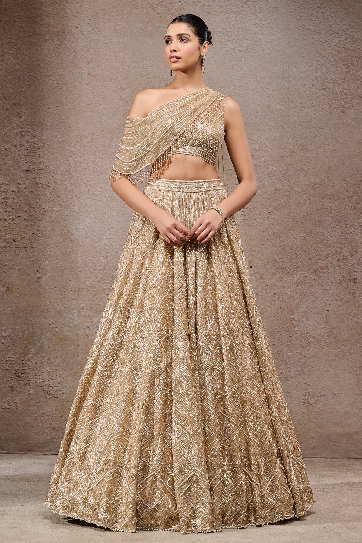 Pearl And Sequin Hand Embroidered Lehenga