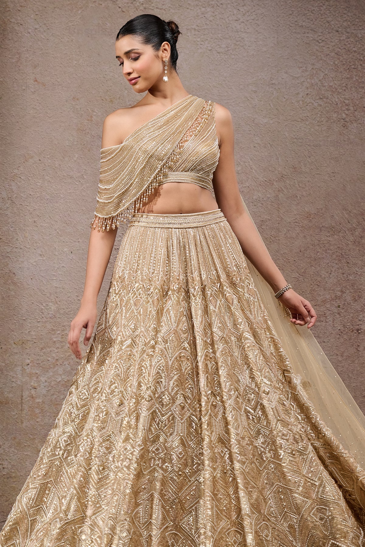 Pearl And Sequin Hand Embroidered Lehenga