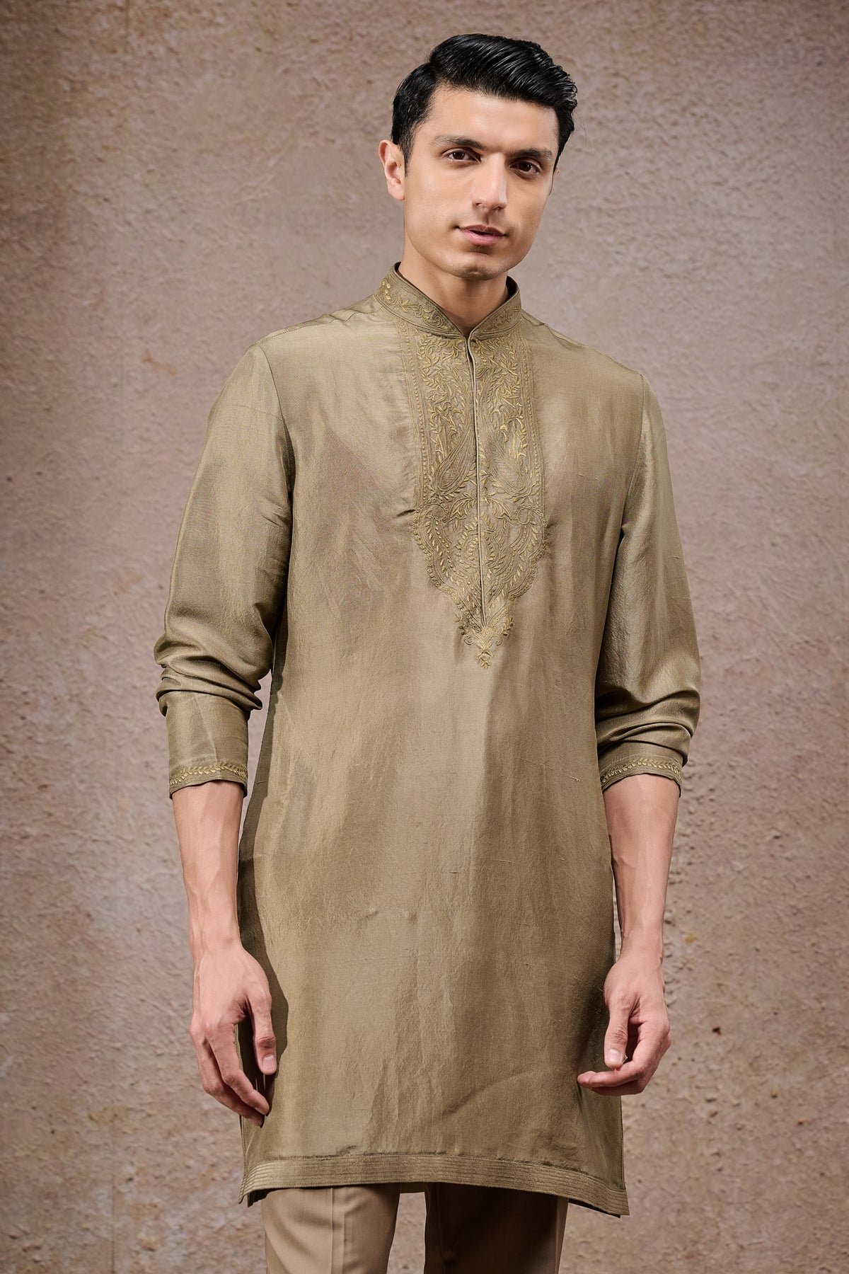 Tonal Zardozi Brooch Waistcoat Set