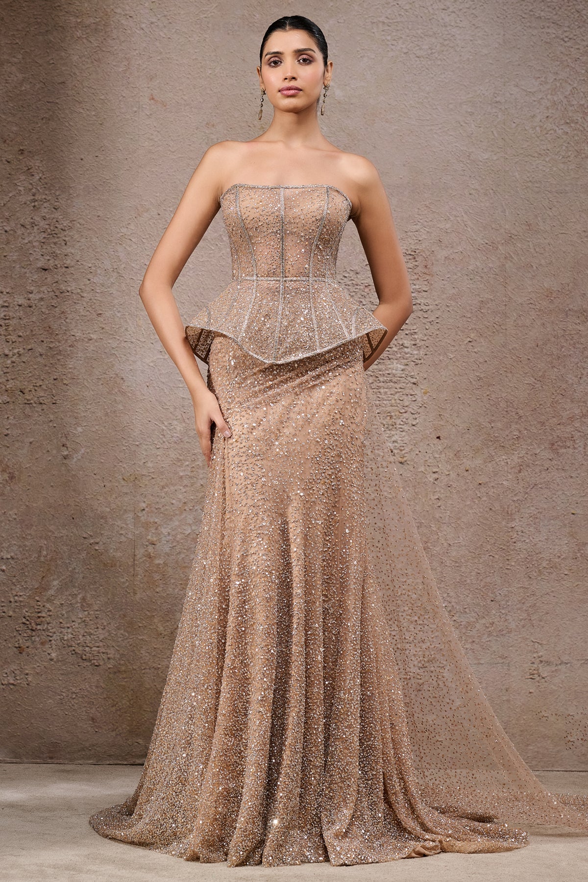 Crystal & Sequin Embroidered Lehenga Saree