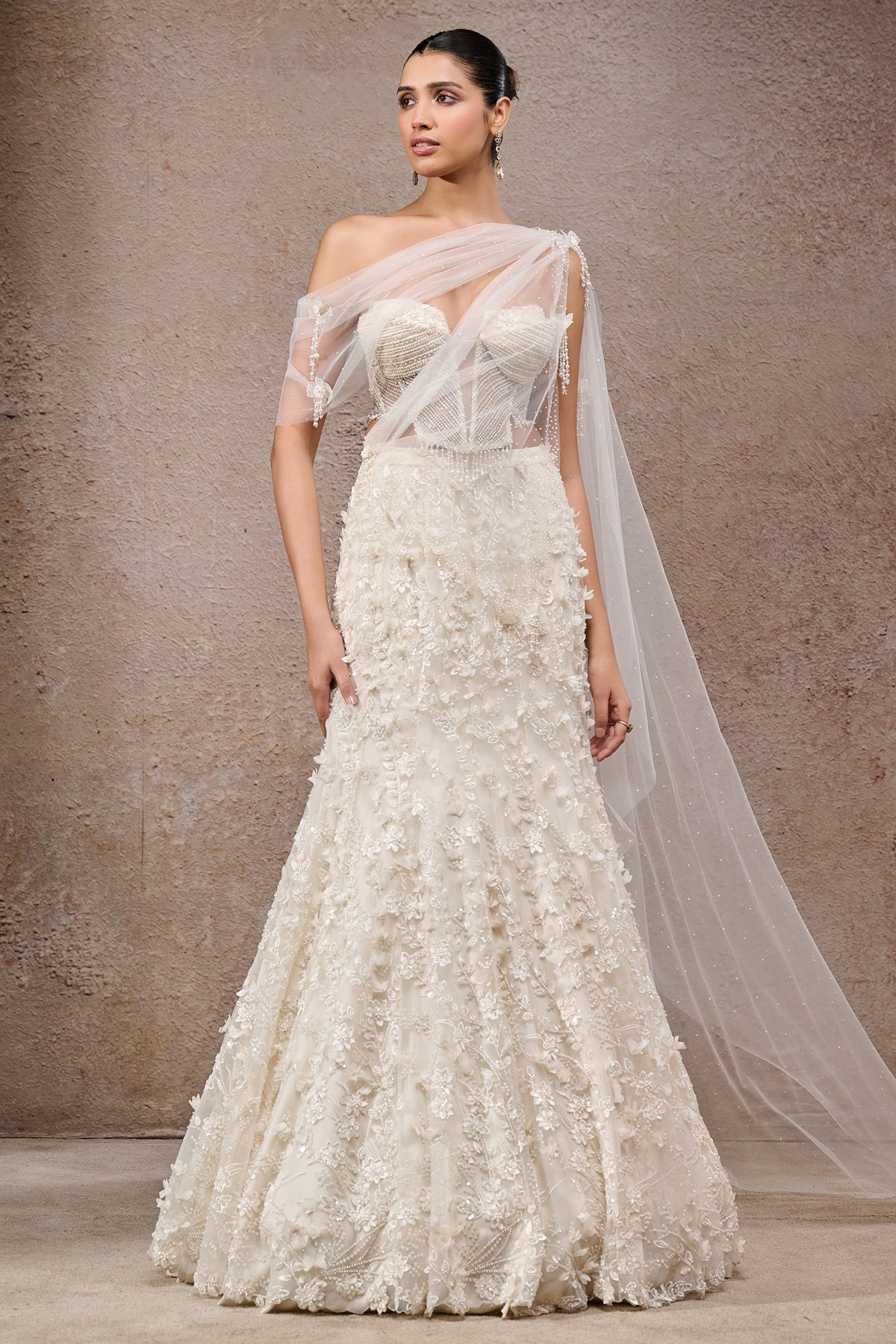 Pearl Embroidered Lehenga Saree