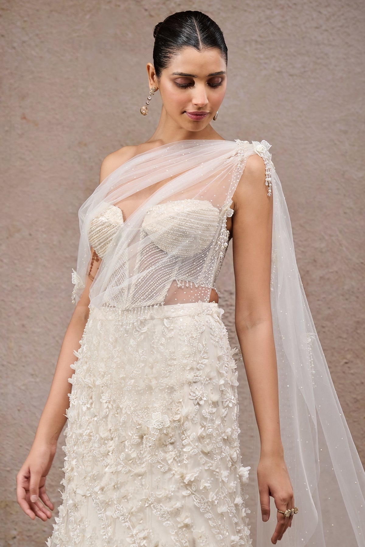 Pearl Embroidered Lehenga Saree