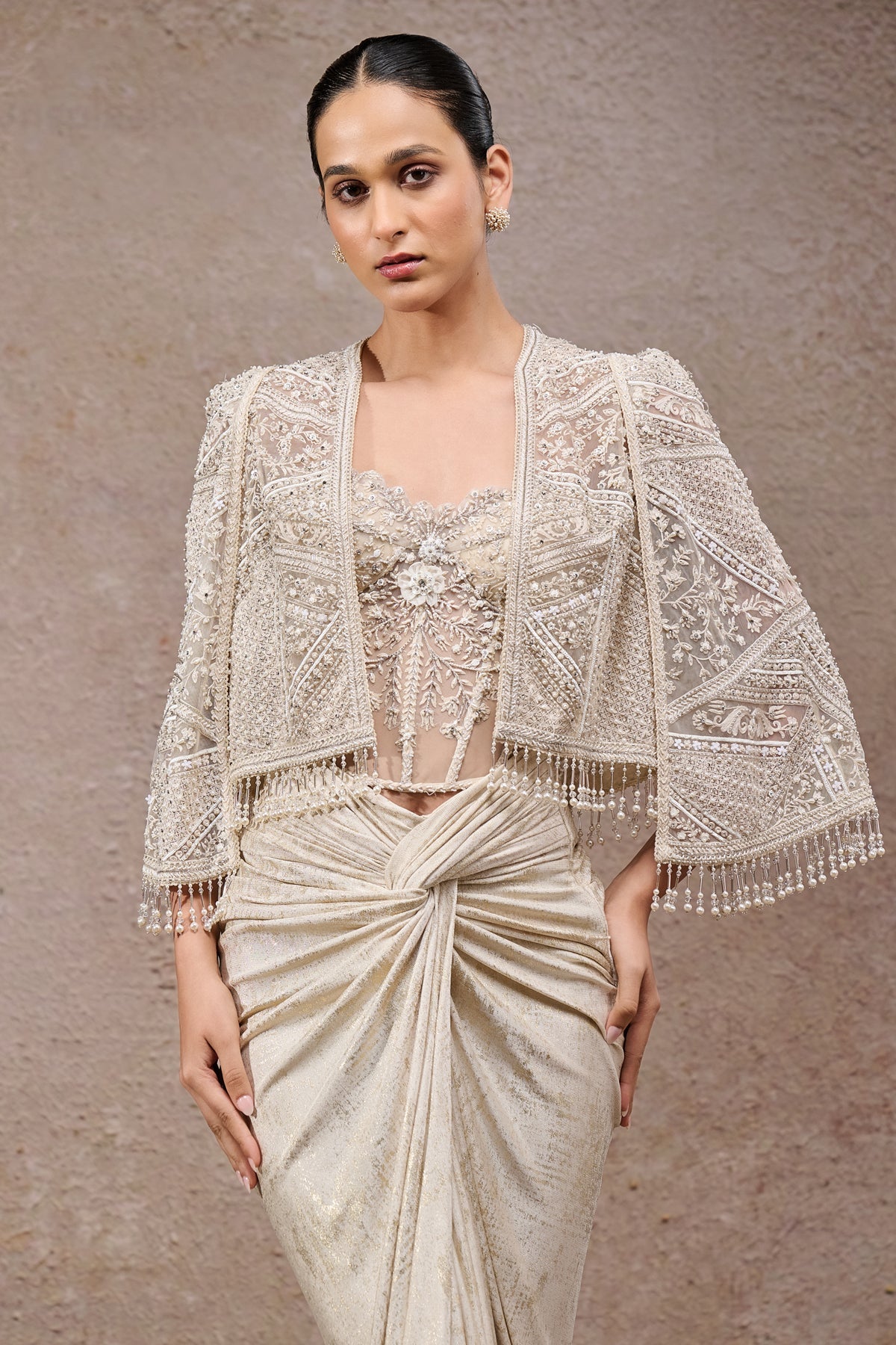 Golden Light Draped Skirt & Corset Cape