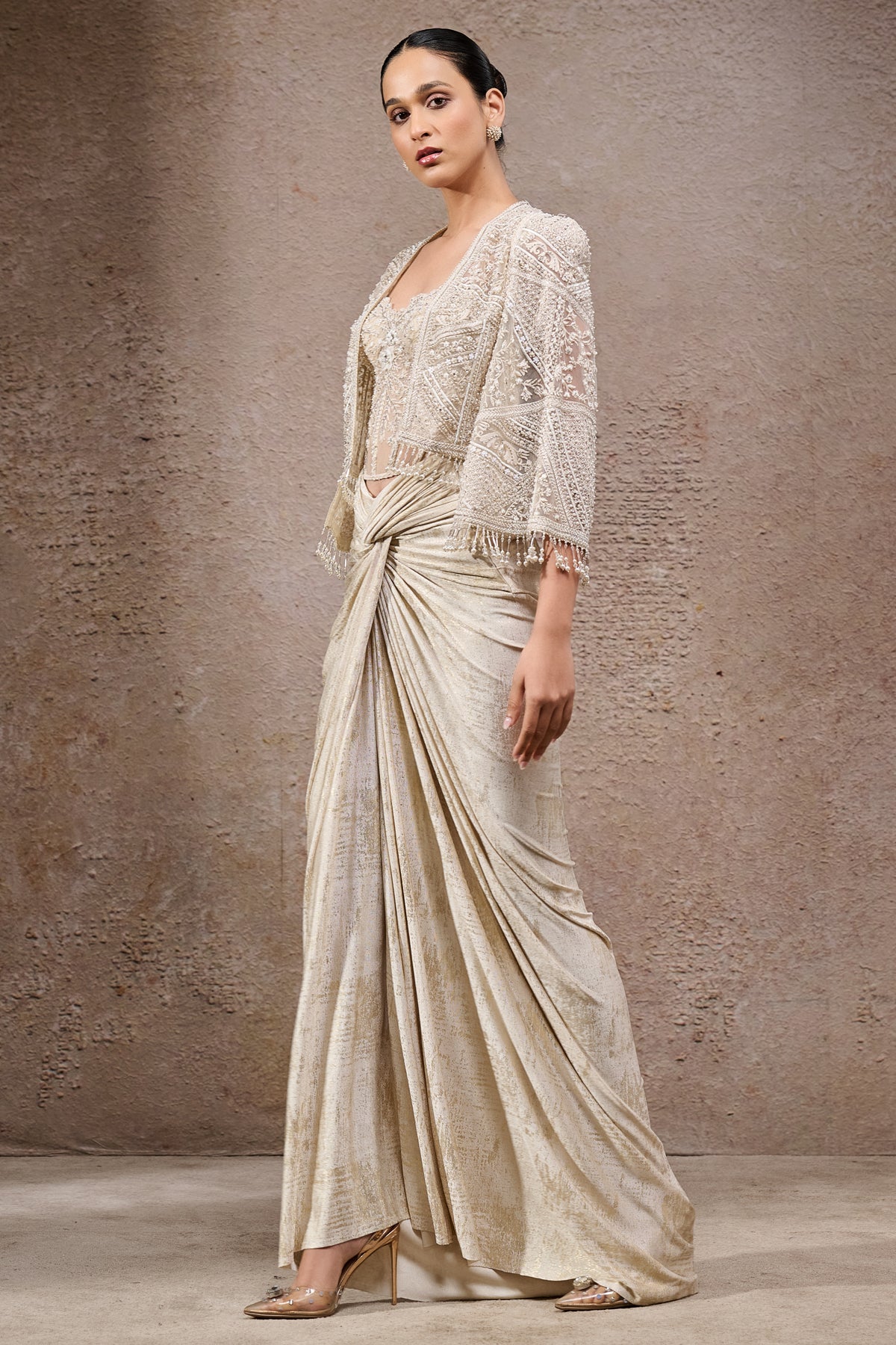 Golden Light Draped Skirt & Corset Cape