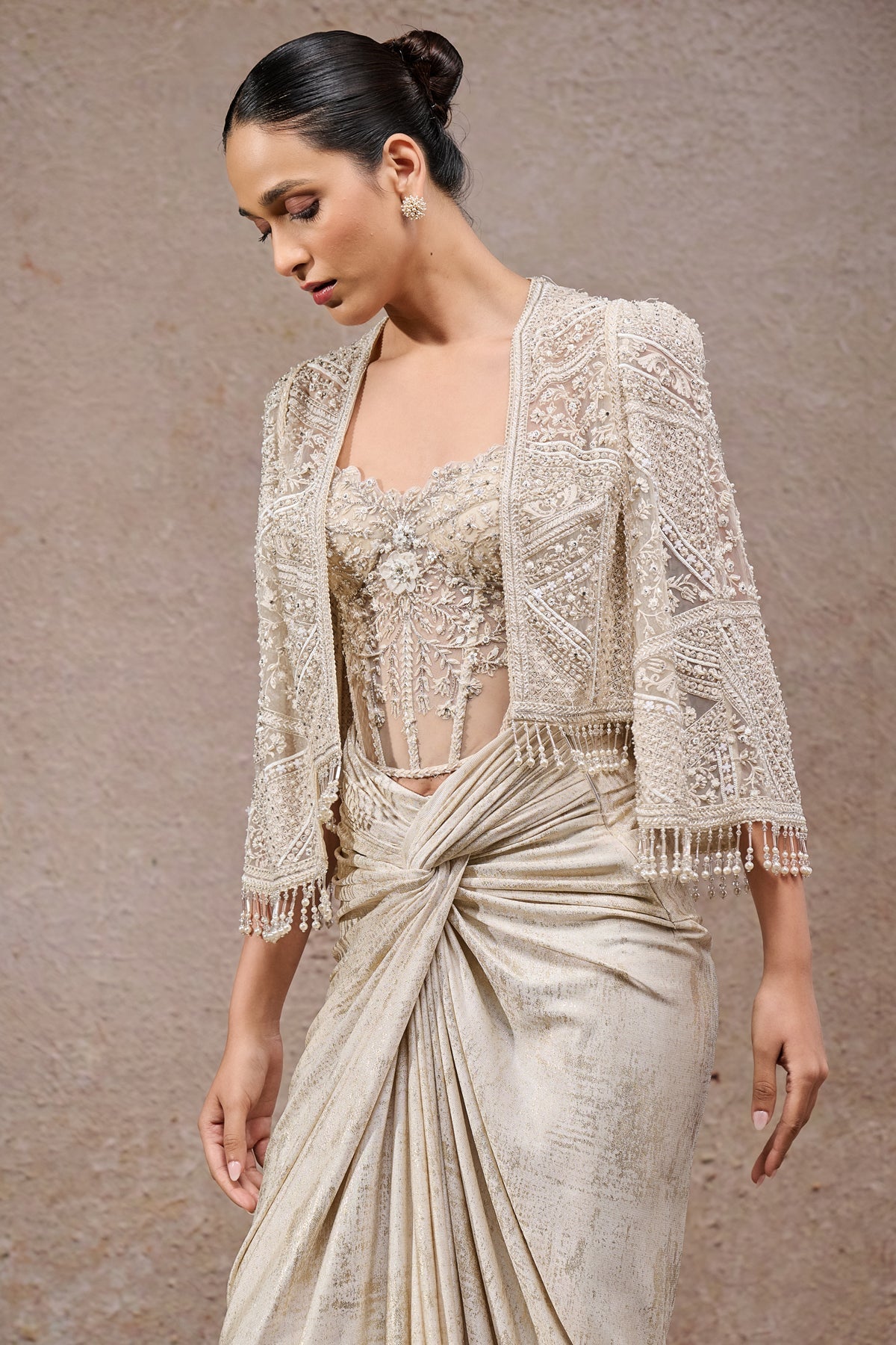 Golden Light Draped Skirt & Corset Cape