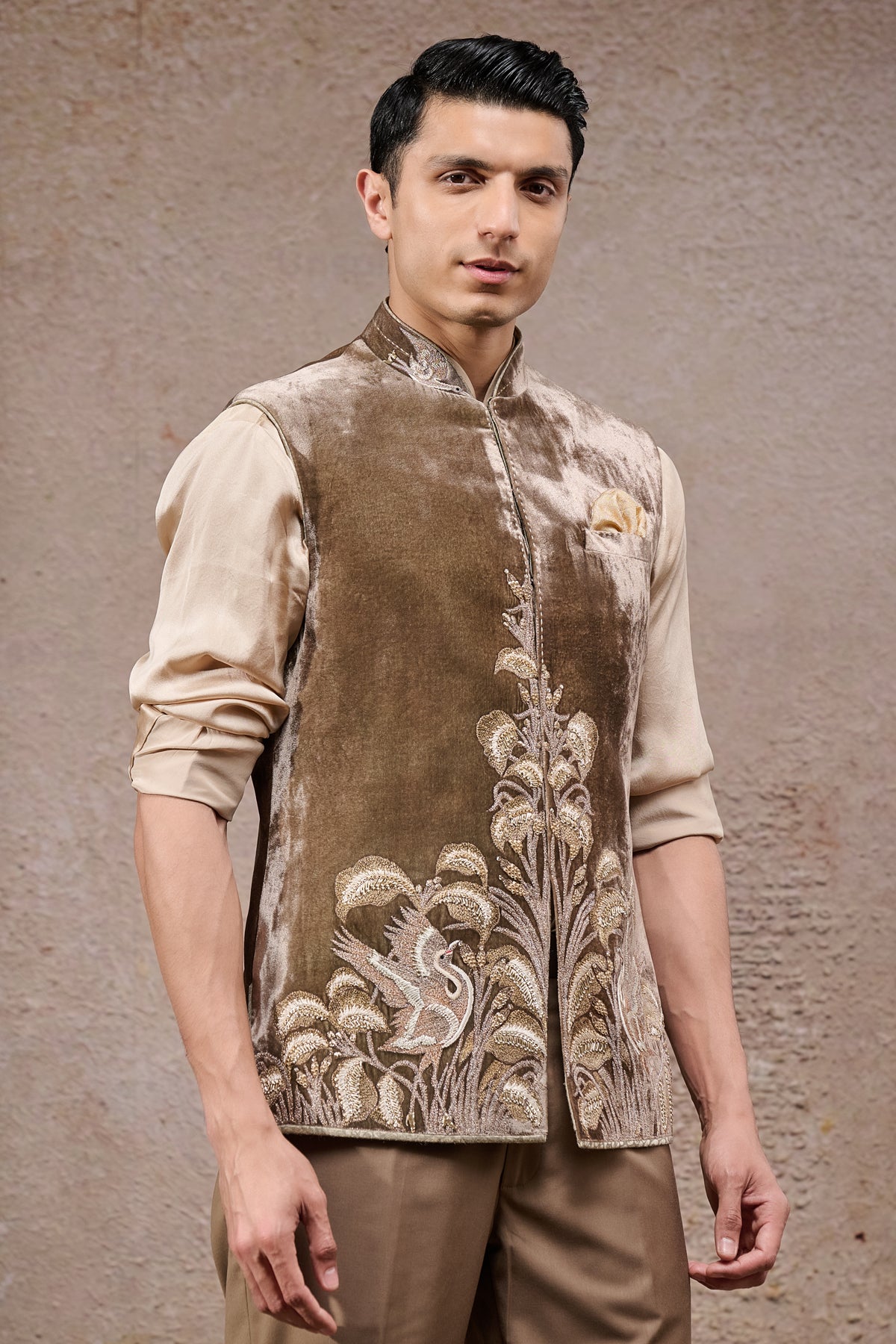 Hand Embroidered Velvet Waistcoat