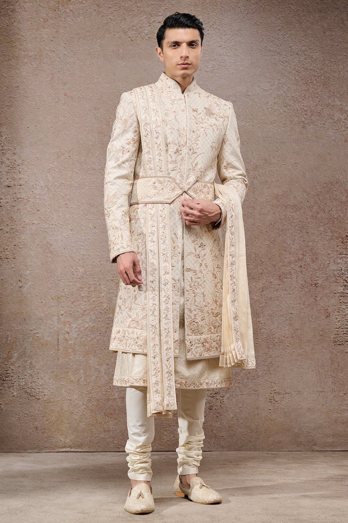 Floral Jaal Embroidered Sherwani Set