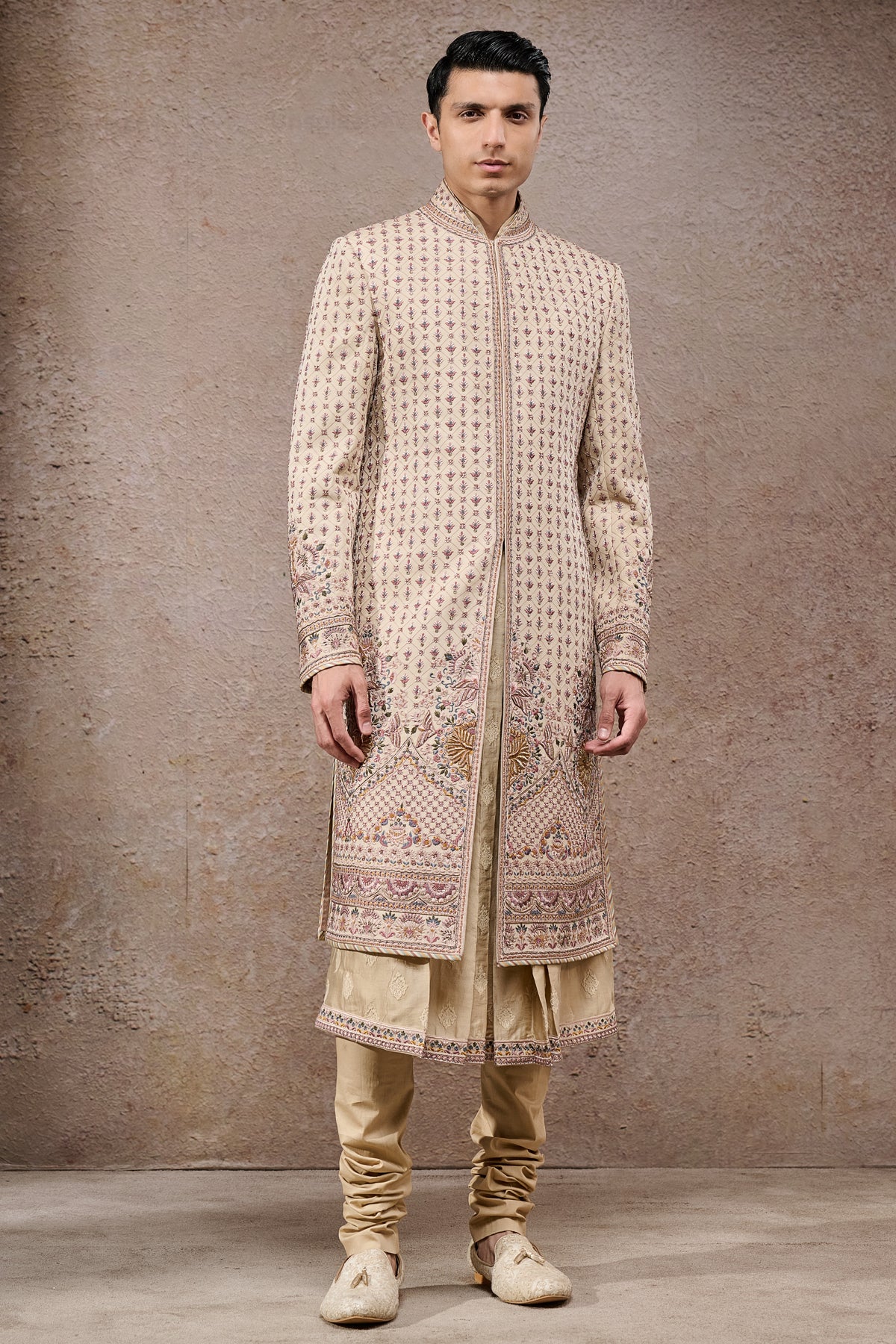 All Over Thread Embroidered Groom Sherwani Set