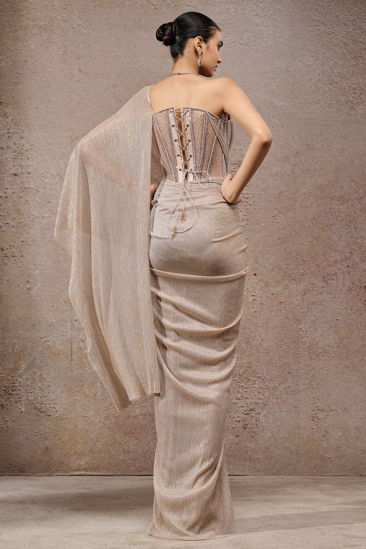 Golden Light Crystal Concept Saree