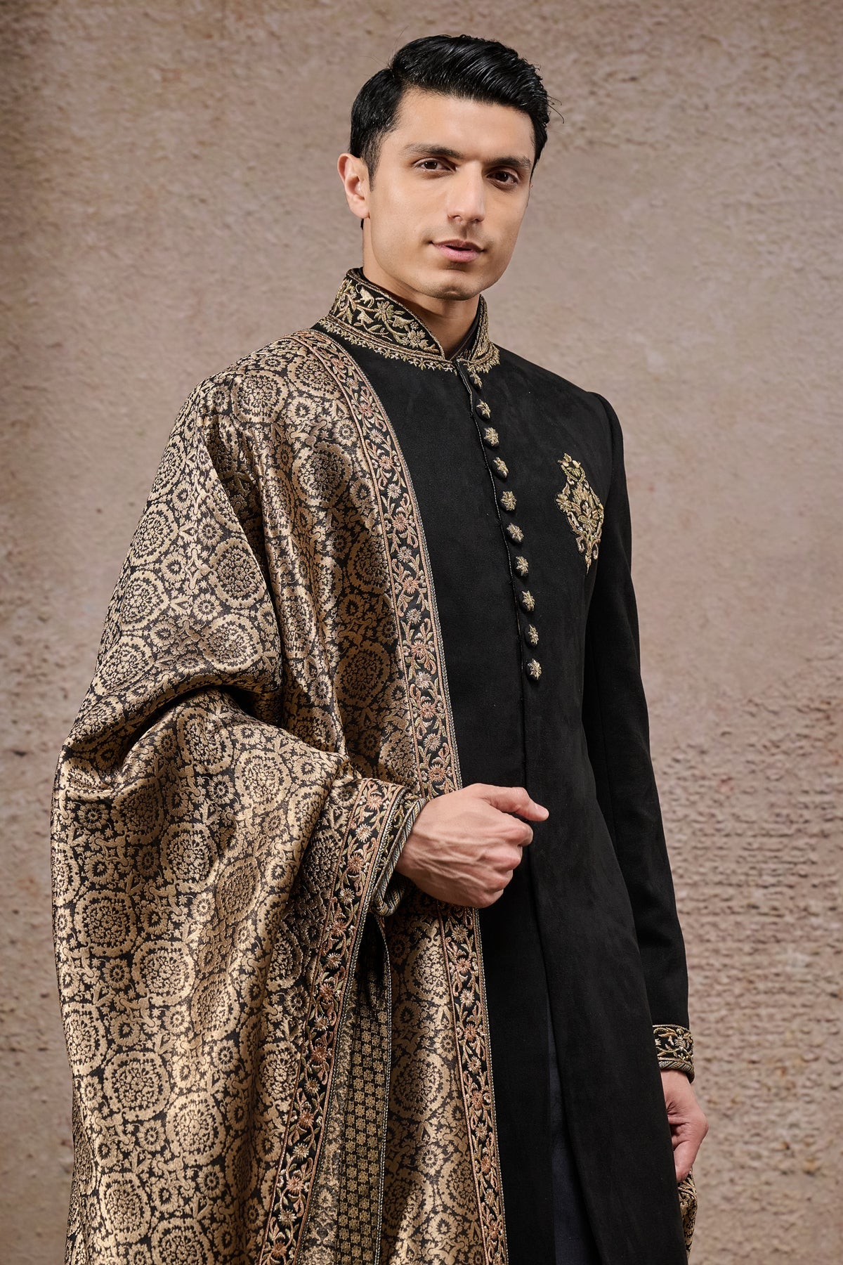 Golden Light Zardozi & Brocade Sherwani Set