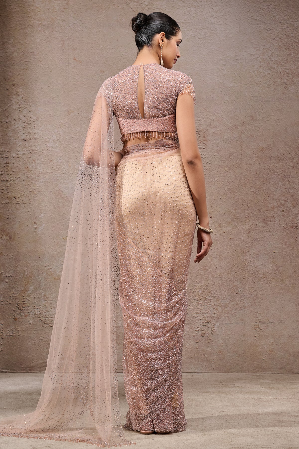 Crystal & Sequin Embroidered Saree