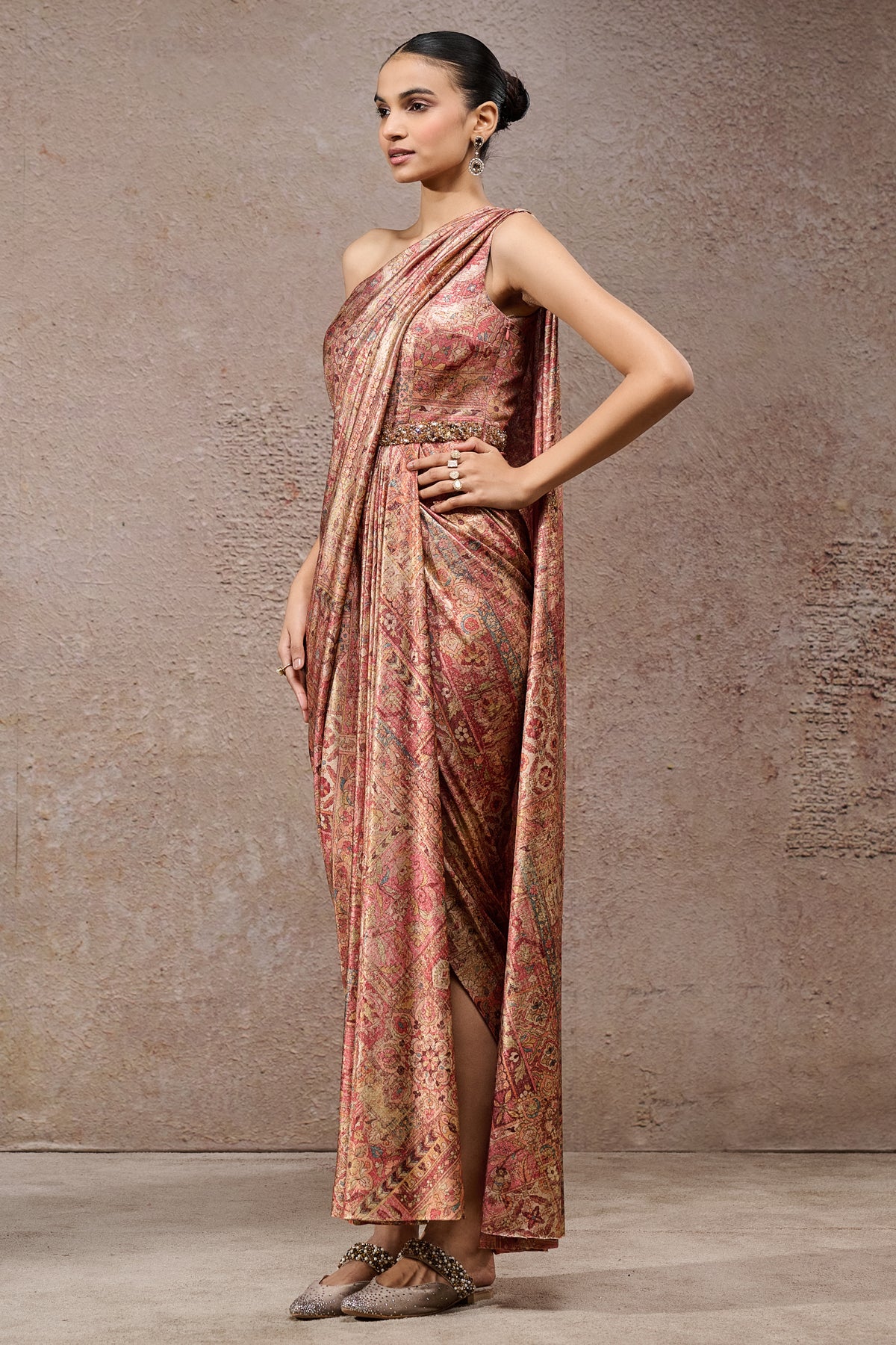 Foil Jersey Classic Draped Dress