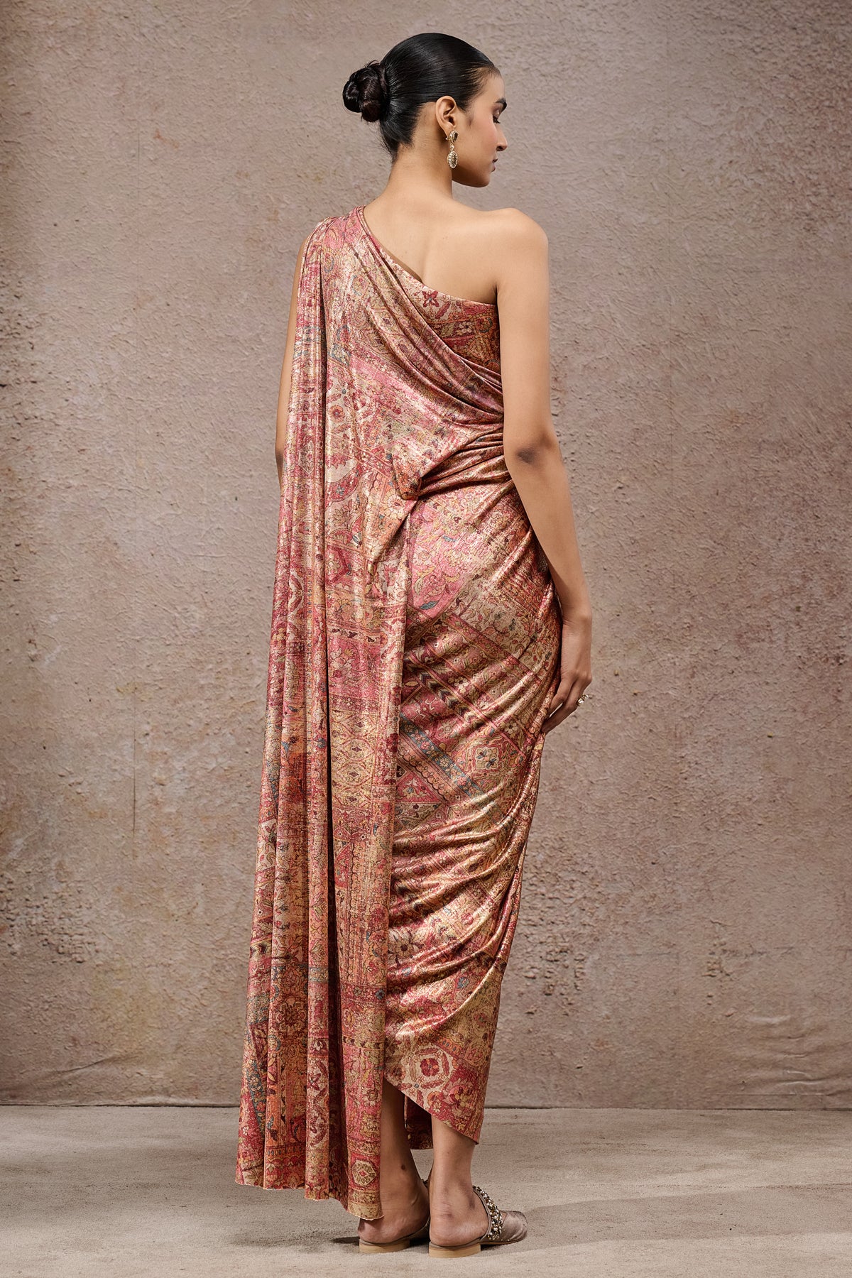 Foil Jersey Classic Draped Dress