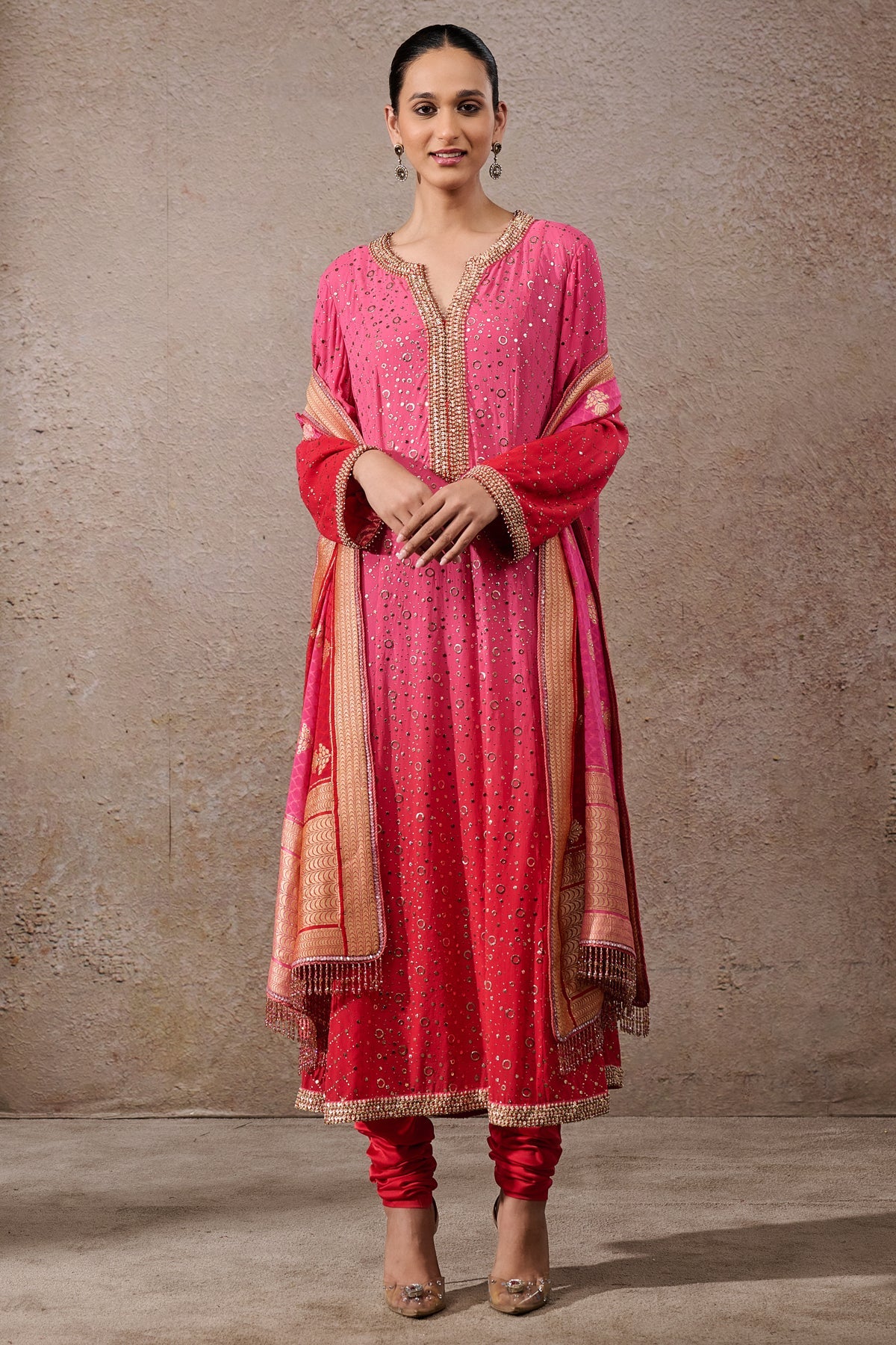 Ombre Mukaish Kalidar Suit Set