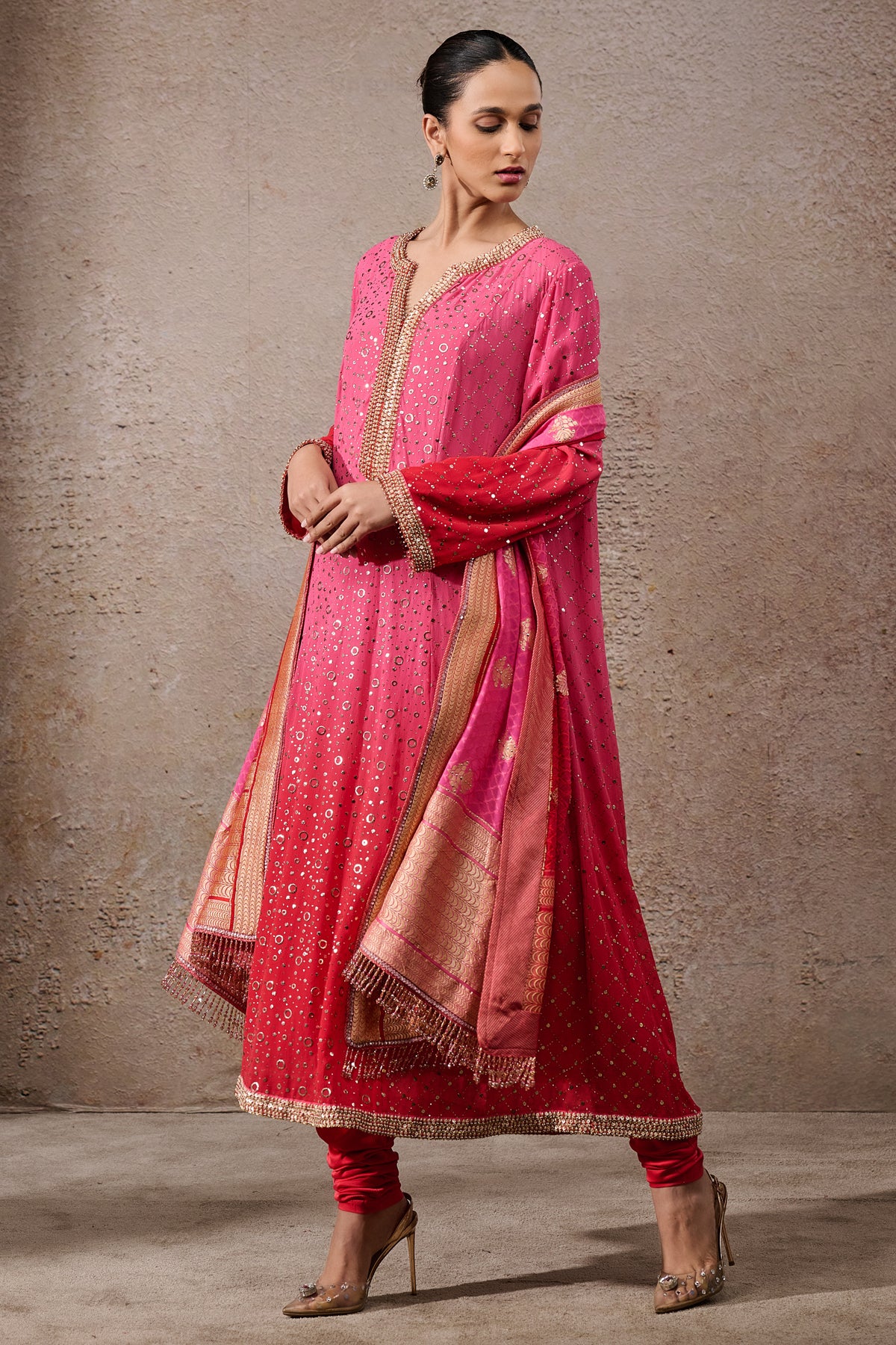 Ombre Mukaish Kalidar Suit Set