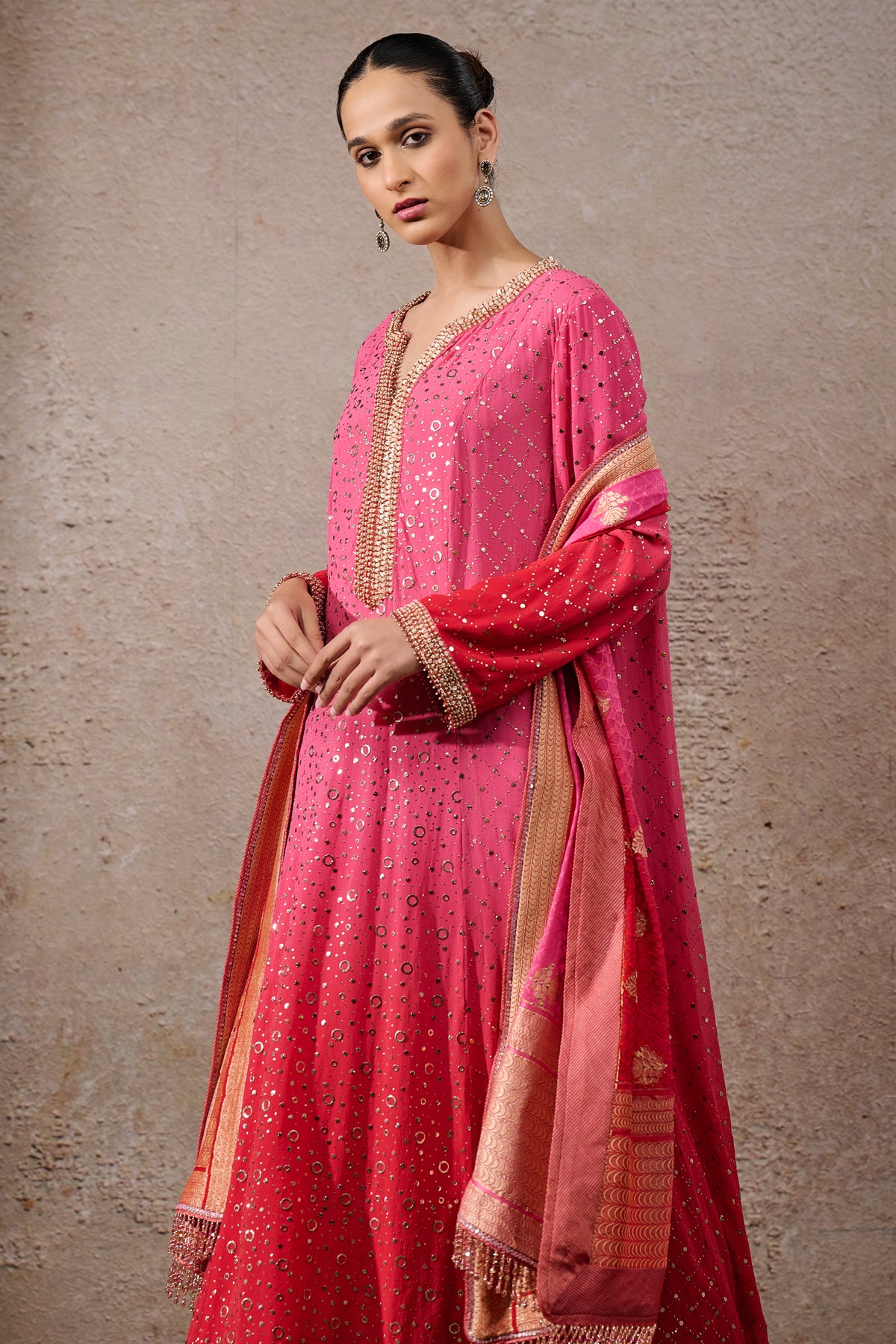 Ombre Mukaish Kalidar Suit Set