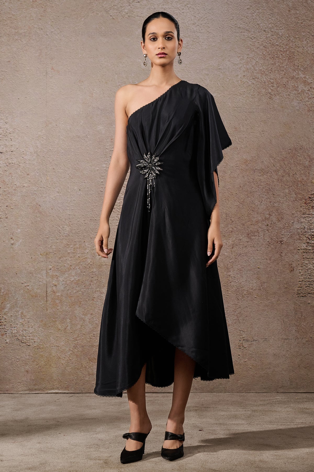 One Shoulder Draped Dress