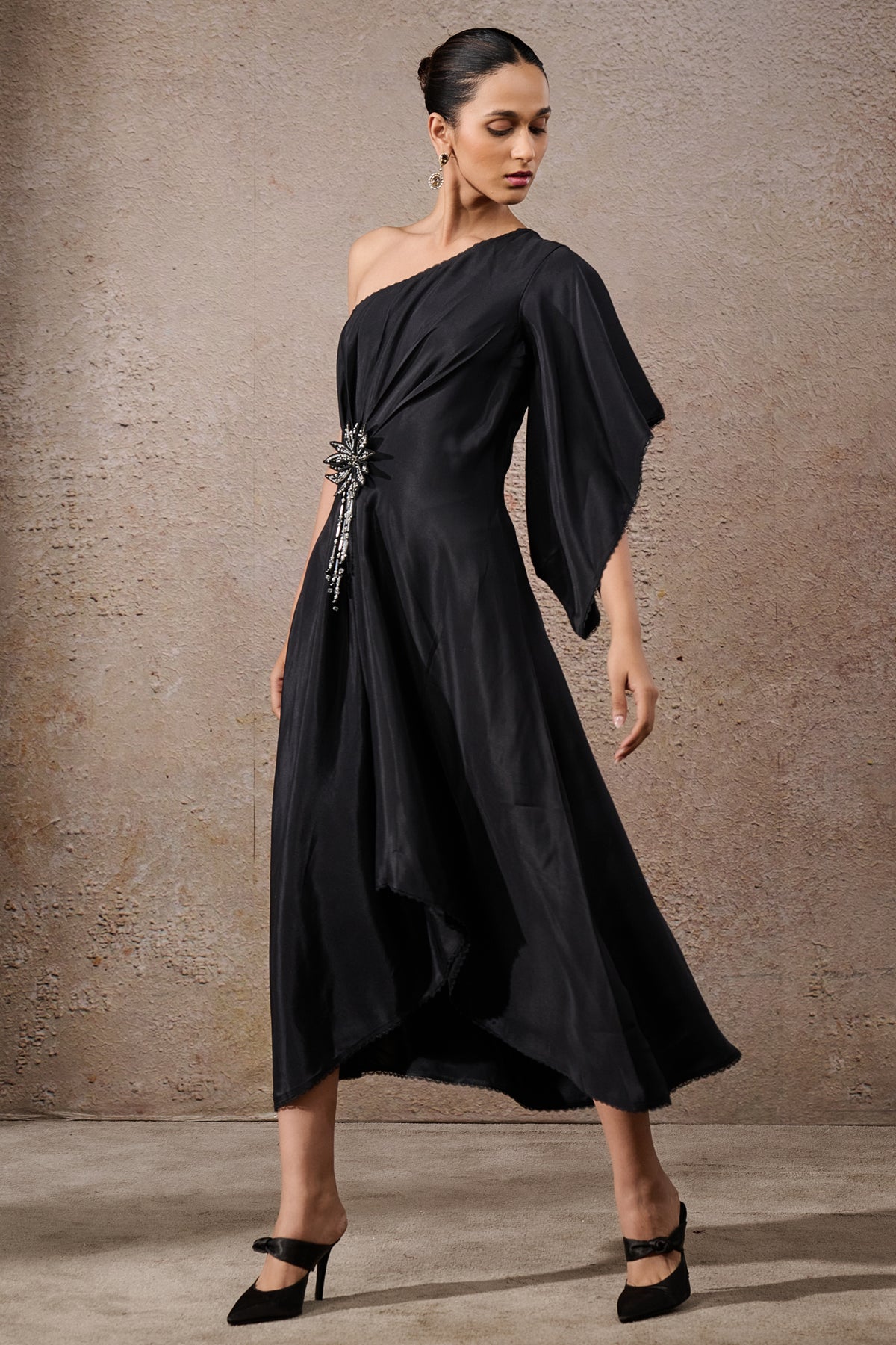 One Shoulder Draped Dress