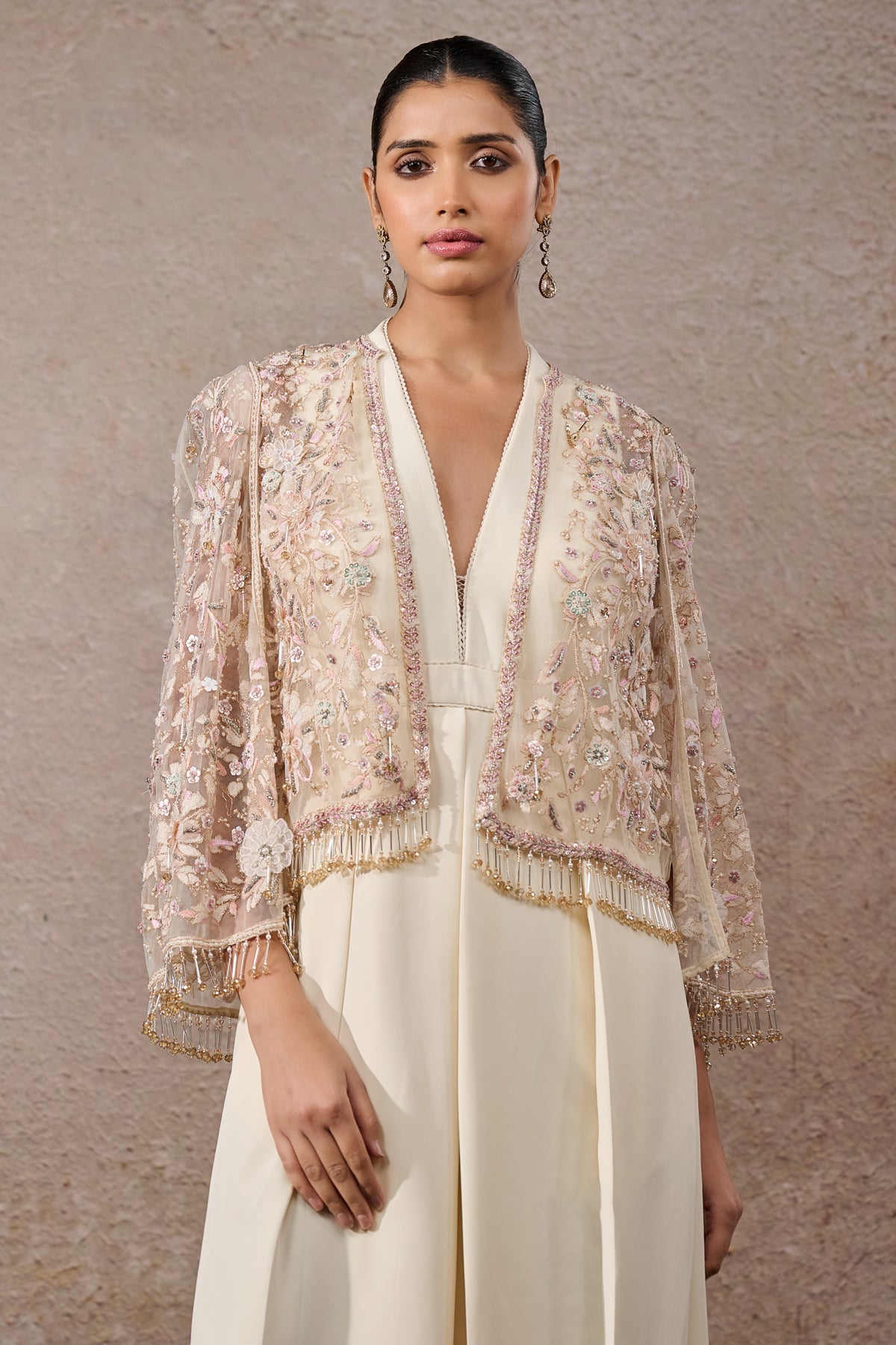 Hand Embroidered Floral Cape