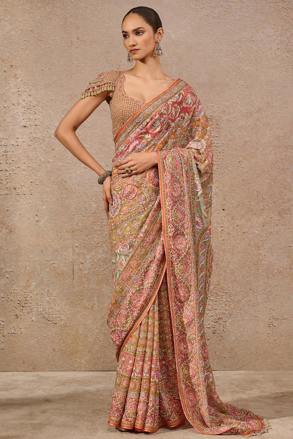 Floral Motif Aari Bridal Saree